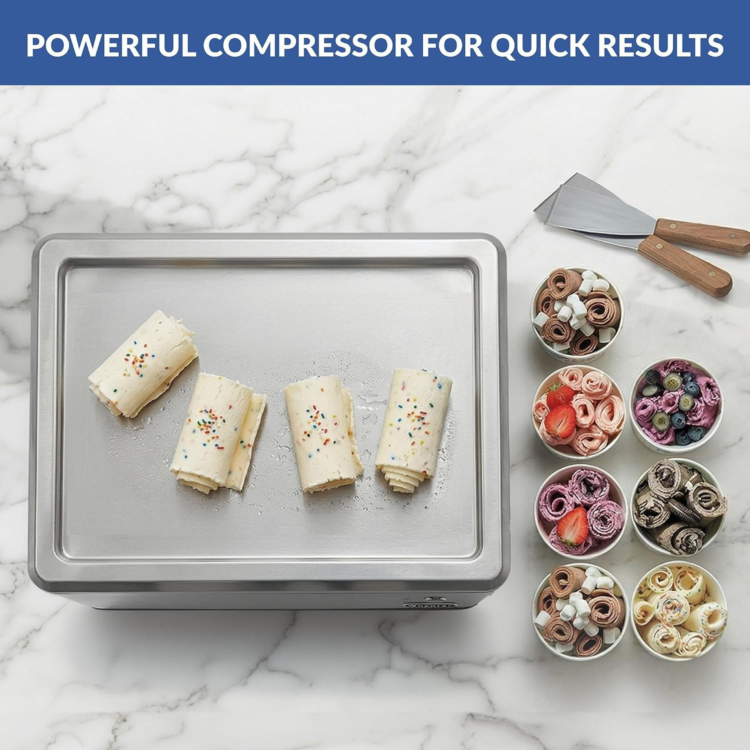 Rolled Ice Cream Maker with Compressor, 0.5 Qt, ICR-300SS | Built in Compressor,