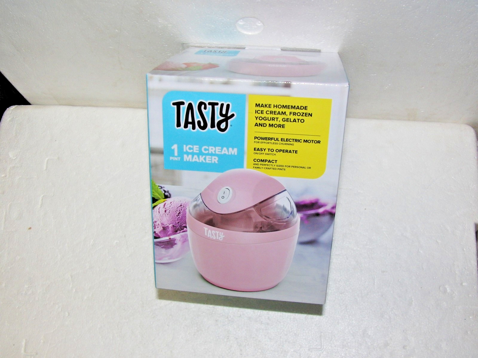 Tasty 1 Pint Compact Ice Cream Maker, Frozen Yogurt, Gelato and More NEW