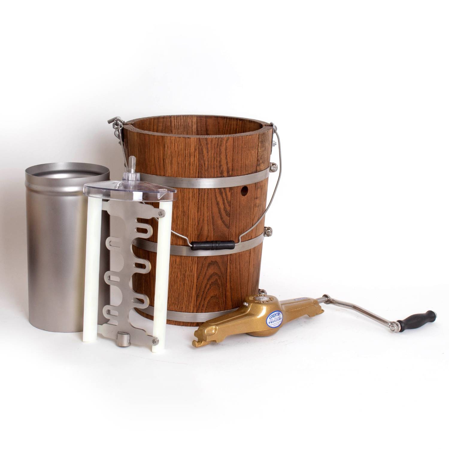 Lehman’s Manual Ice Cream Maker – Make Your Own Homemade, Hand Crank Steel/Oak