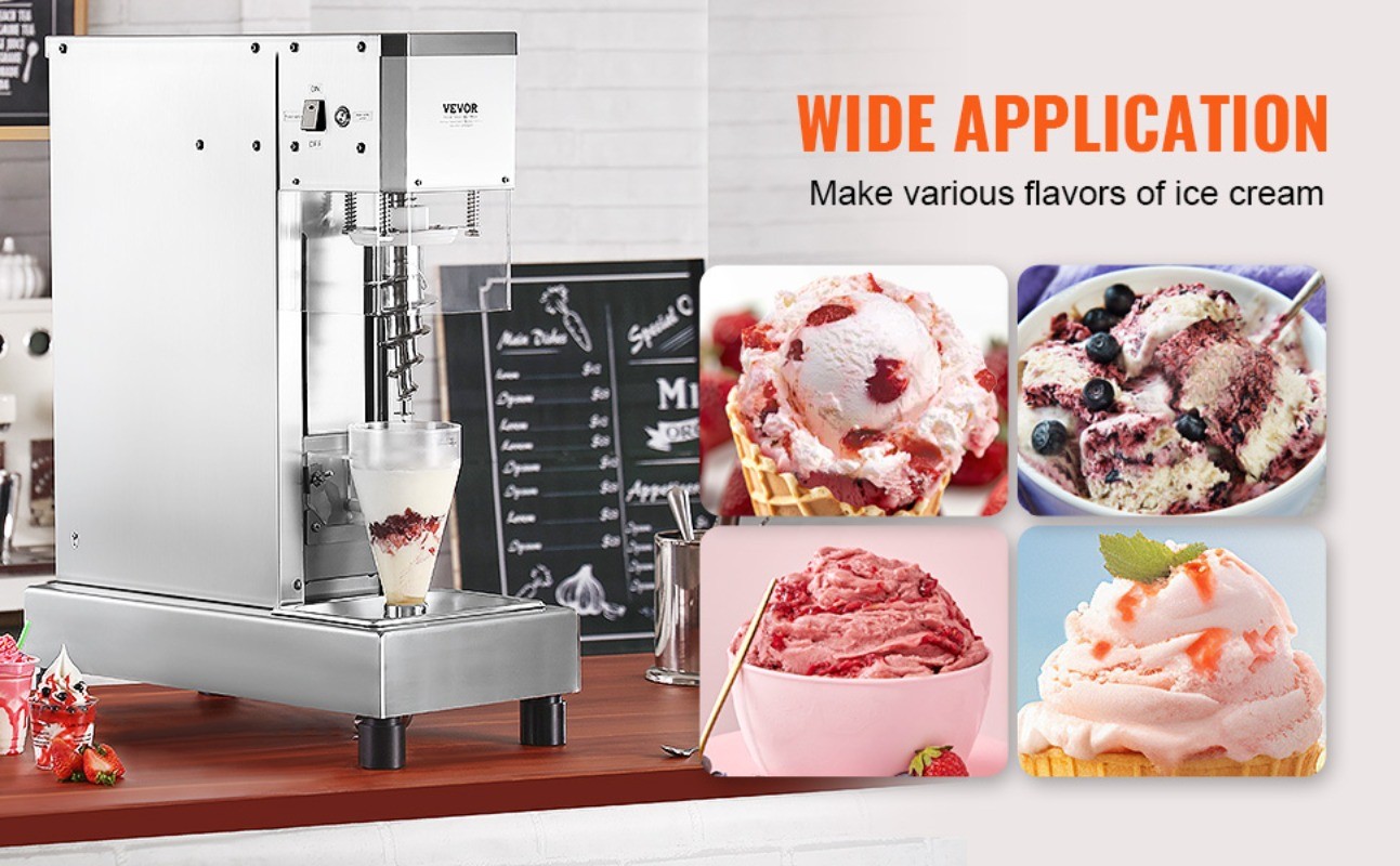 Ice Cream Mixer 750W High-Speed Ice Cream Maker Mixer 304 Stainless Steel