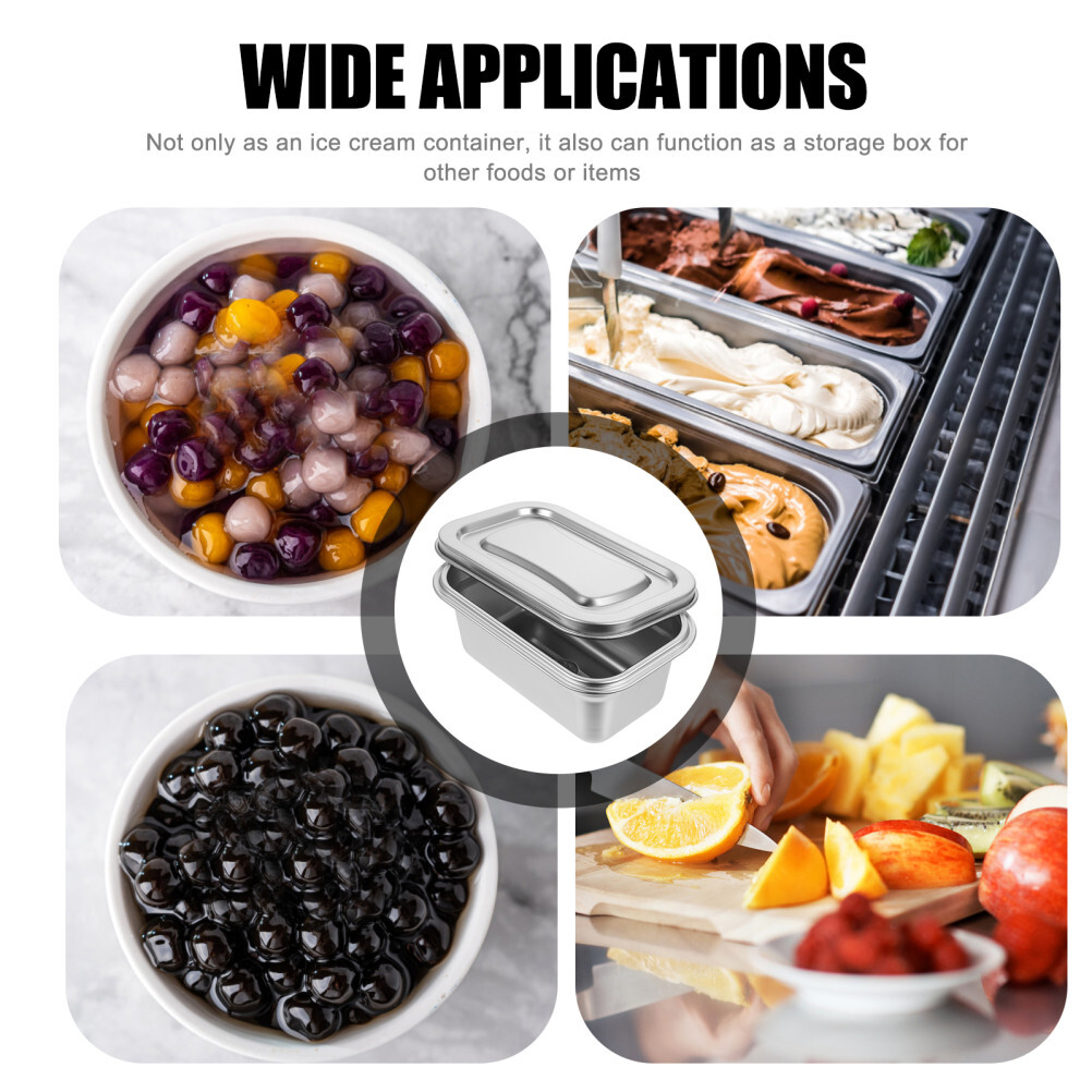 Steel Food Container Vented Lid Food Storage Ice Cream Container