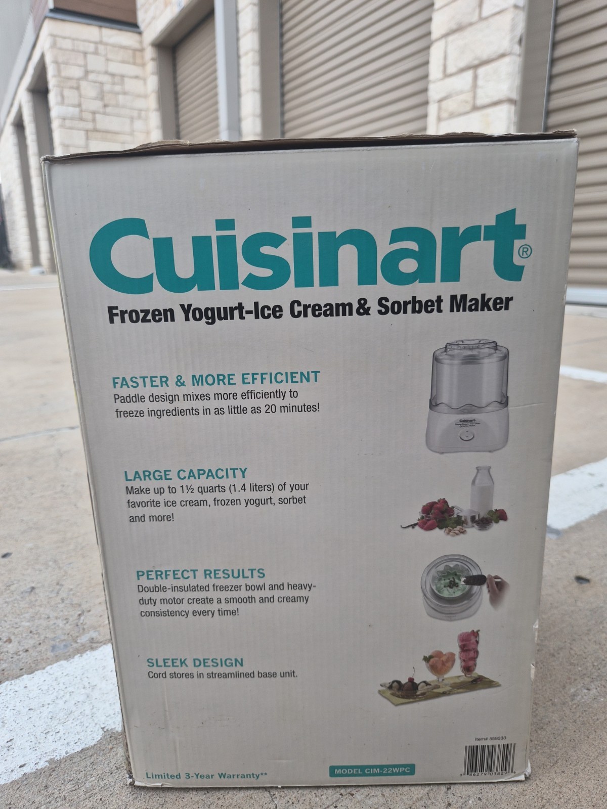 NEW Cuisinart 1 1/2 QT. Frozen Yogurt-Ice Cream & Sorbet Maker Model #CIM-22WPC