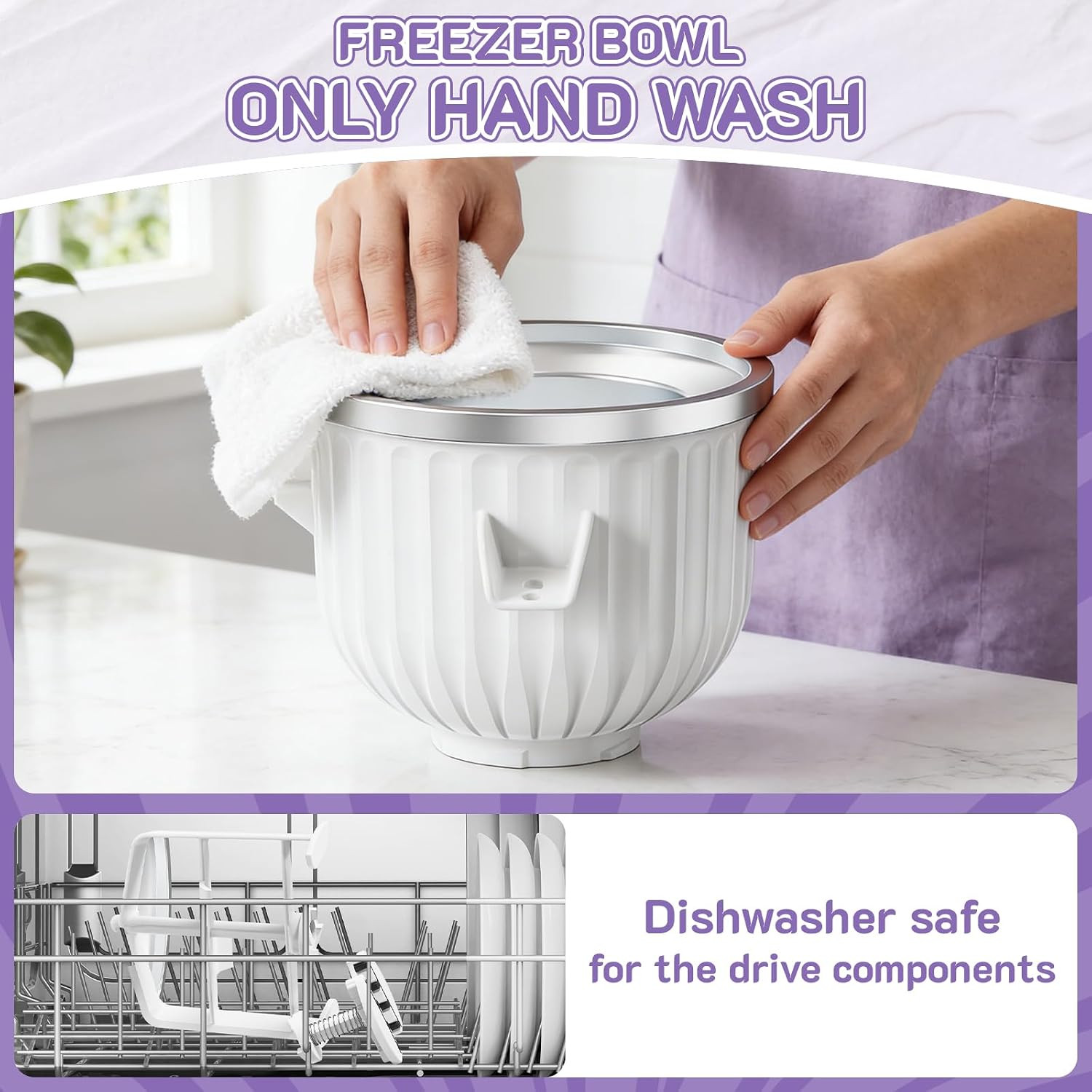 Ice Cream Maker Attachment for Kitchenaid Stand Mixer, Fits 4.5Qt and Larger Kit