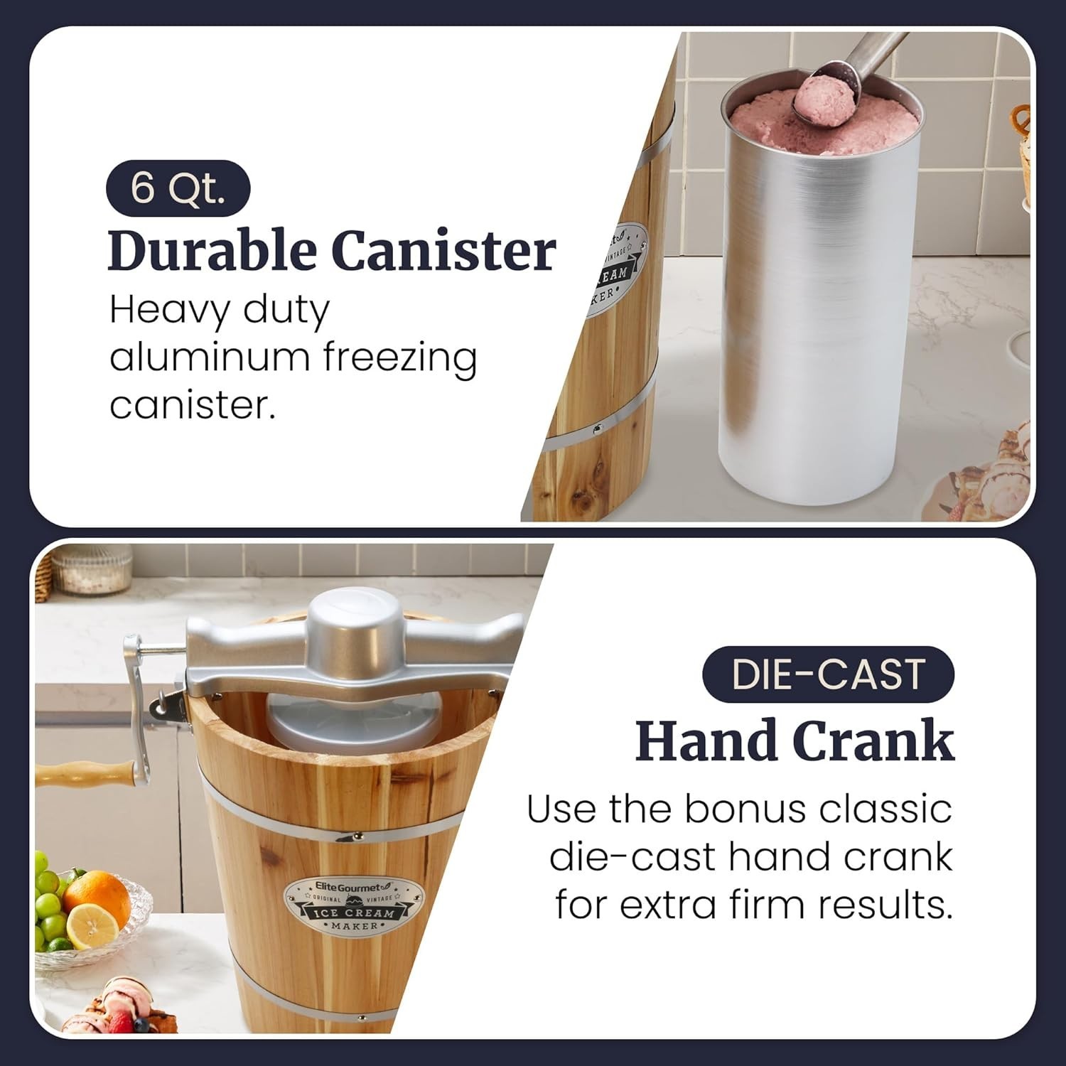 Electric Ice Cream Machine with Classic Hand Crank=