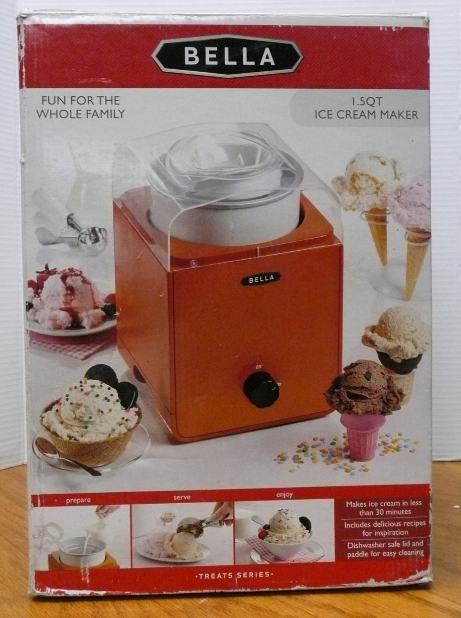 Bella Ice Cream Maker 1.5qt Capacity Makes Frozen Desserts and Drinks
