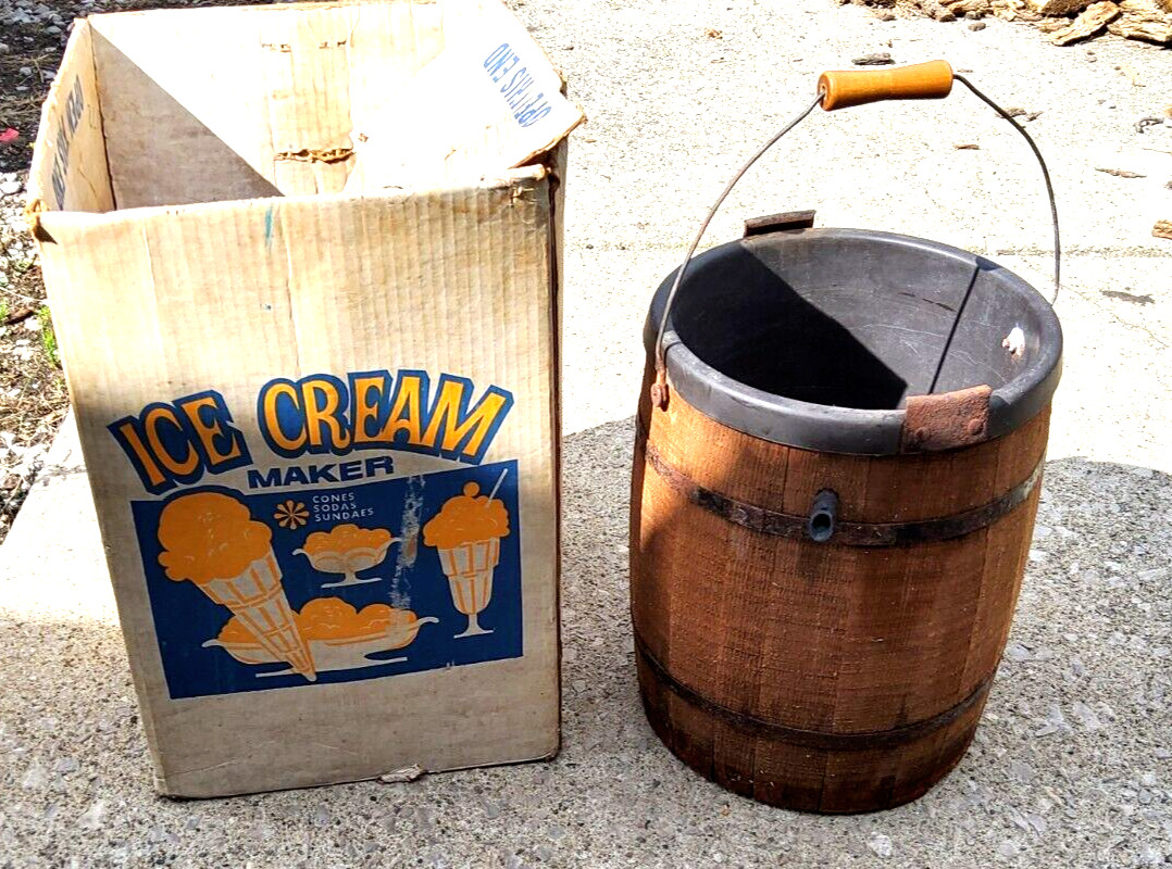 Vintage J E Porter Sears Ice Cream Freezer Maker MCM 6 Qt Electric Rusty Works