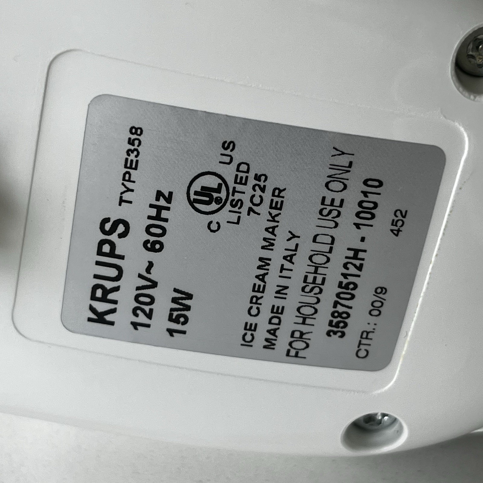 KRUPS #358 LA GLACIERE Ice Cream Maker MOTOR Replacement Tested and Works