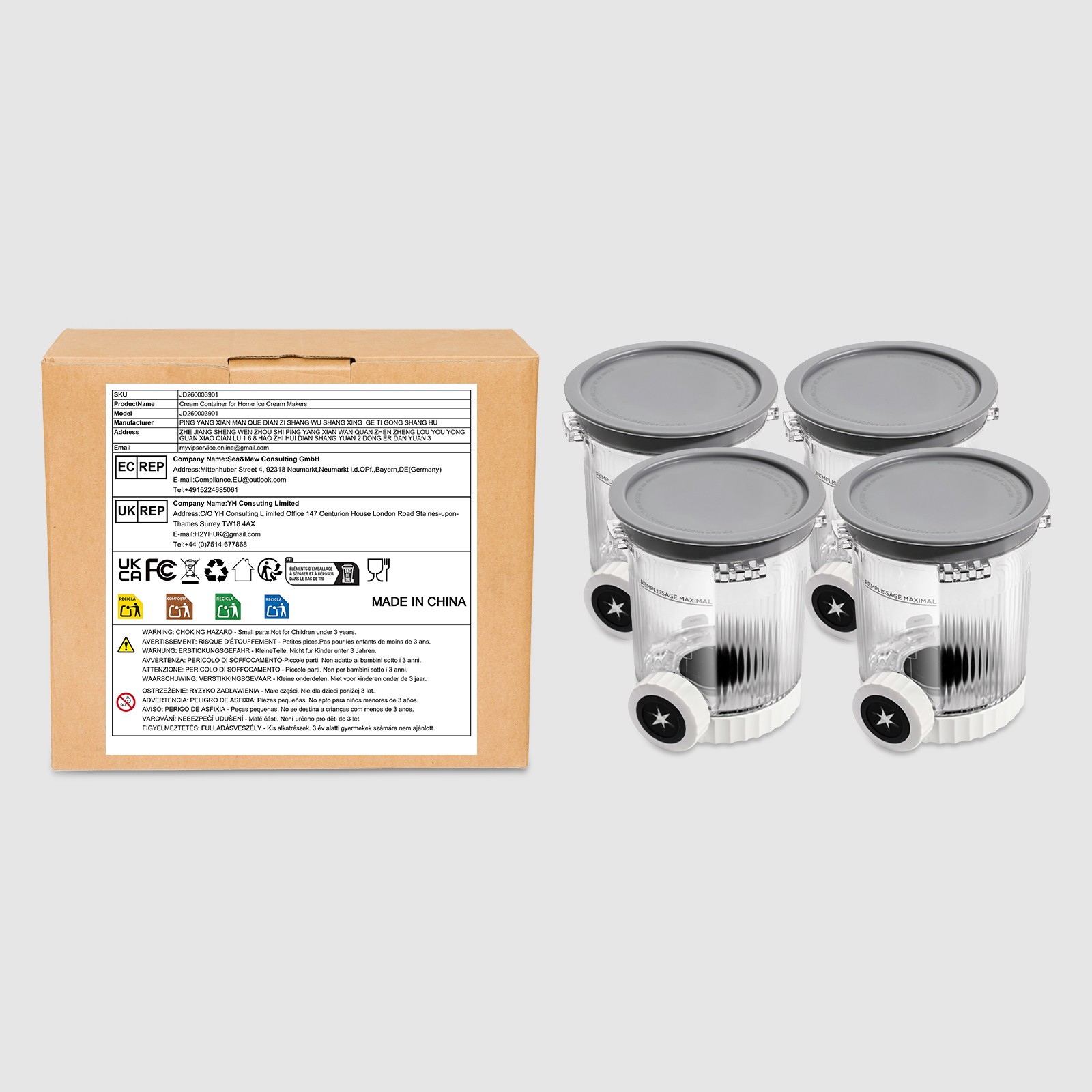 4 Pack 16oz Creami Pint ContainersCompatible Ninja NC700 NC701 Ice Cream Maker