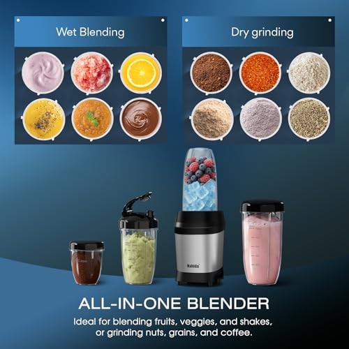 Blender for Smoothies, 1200W Smoothie Blender for Ice Silver Square Base