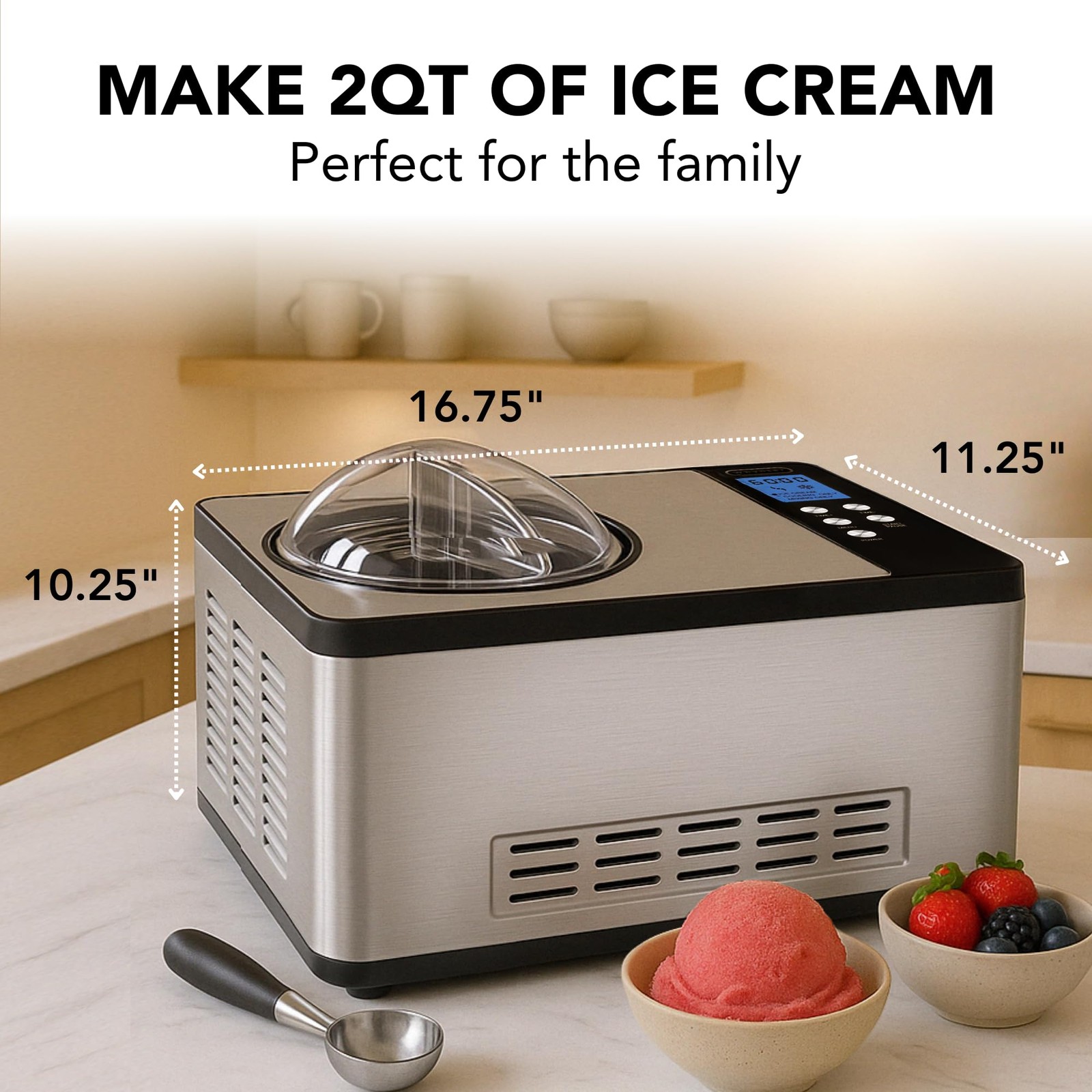 Whynter Ice Cream Maker Machine Automatic 2.1 Qt