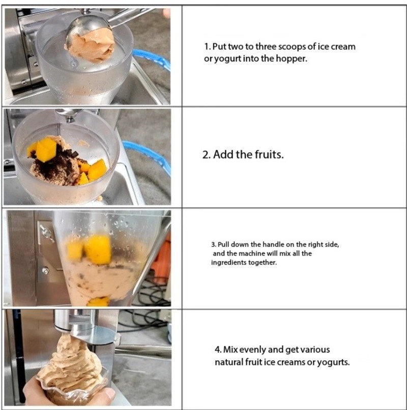 Ice Cream Mixer 750W High-Speed Ice Cream Maker Mixer 304 Stainless Steel
