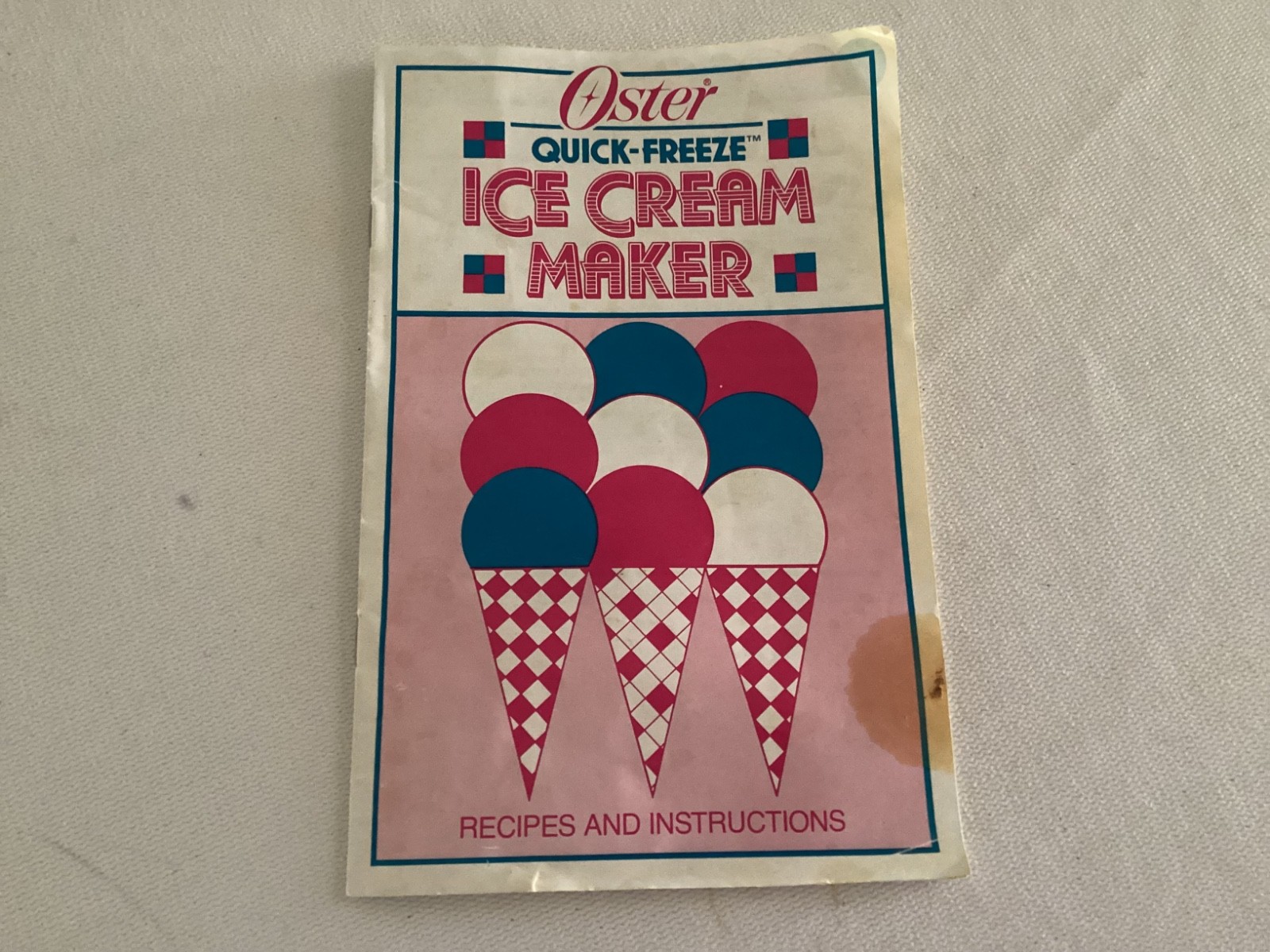 Oster quick freeze Ice Cream Maker recipes and instructions booklet 1985