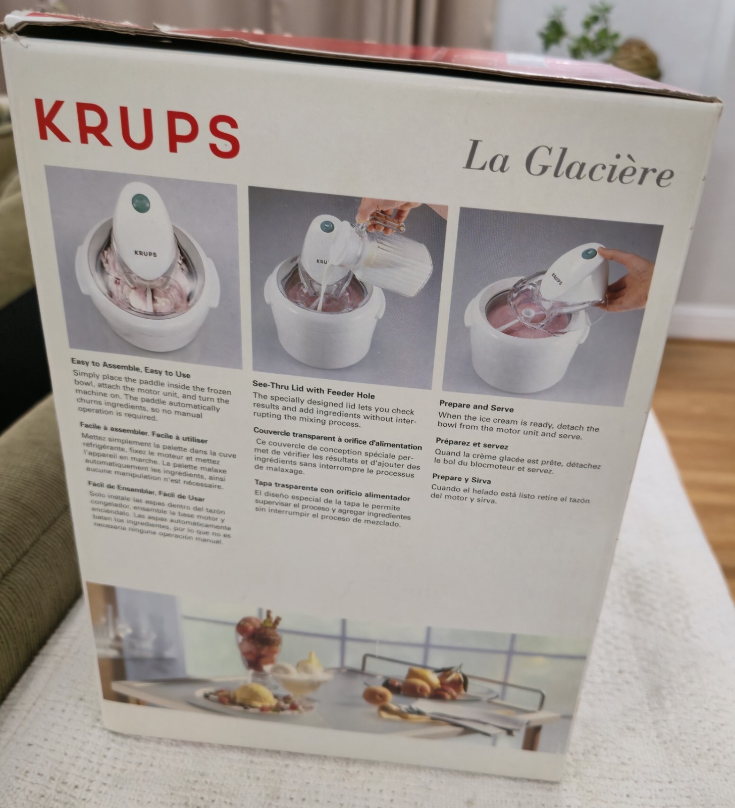 Krups La Glaciere Ice Cream Sorbet Maker Model 358 White Tested Works Video!