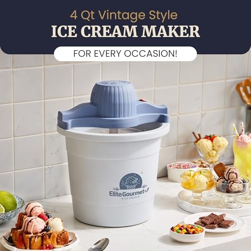 EIM350 4Qt 50W Electric Ice Cream Maker | Powerful motor drives Periwinkle