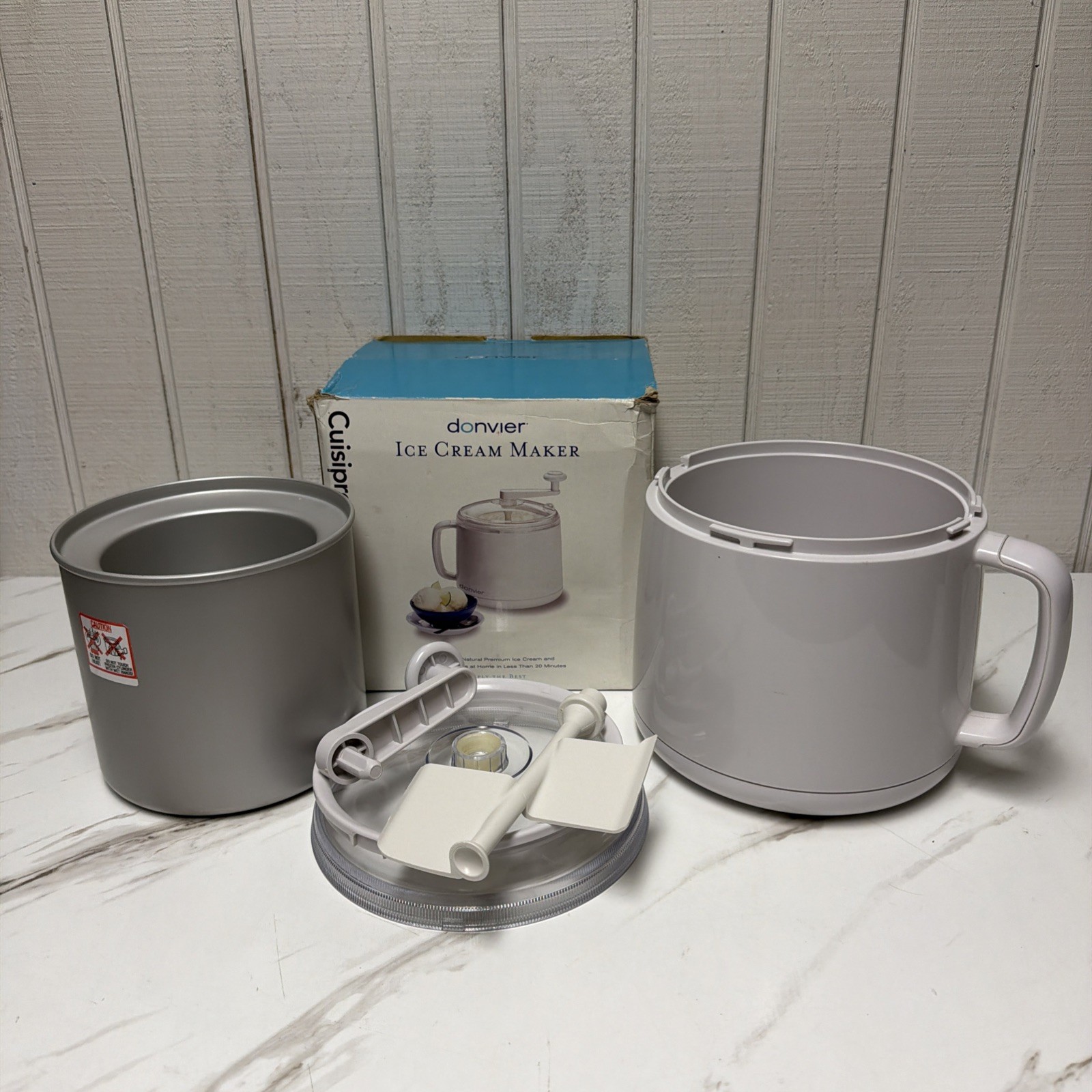 Donvier Manual Hand Crank Ice Cream Maker White