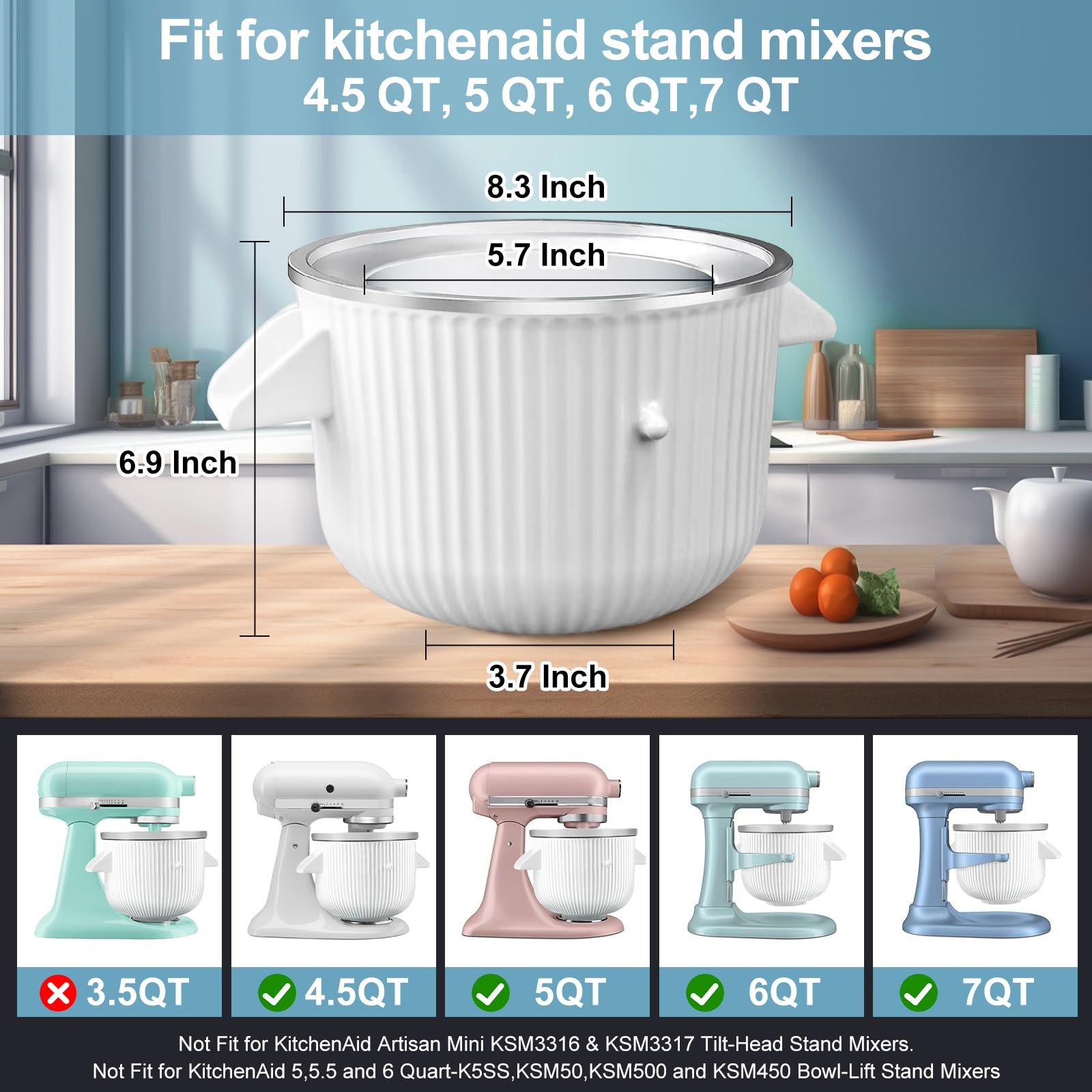 Ice Cream Maker & Shaved Ice Attachment for Kitchen aid Mixer, Kitchenaid Acc…