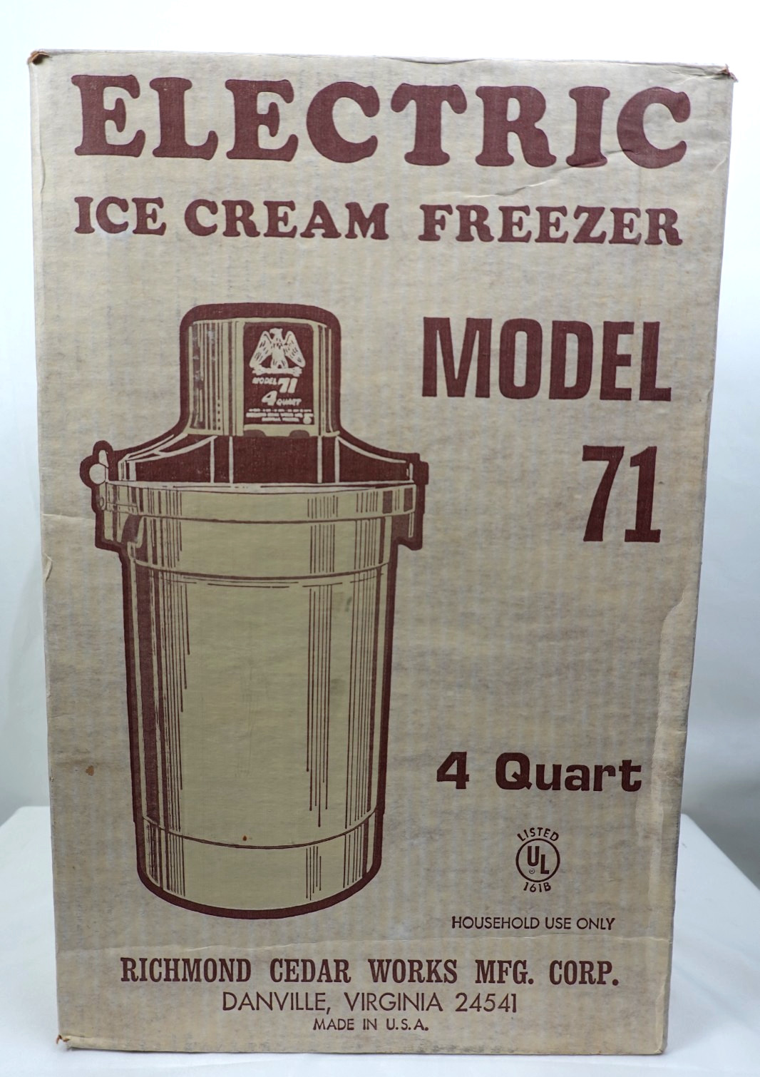 Richmond Cedar Works Elec. Model 71 Ice Cream Maker 4 Quart Working clean