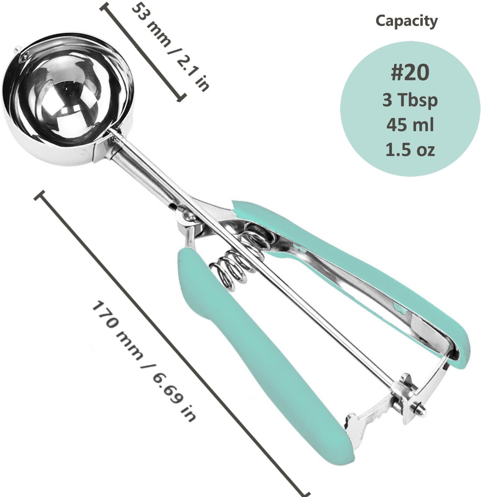 Cookie Scoop, 18/8 Stainless Steel Scooper, #20/ 3 Tbsp, Mint