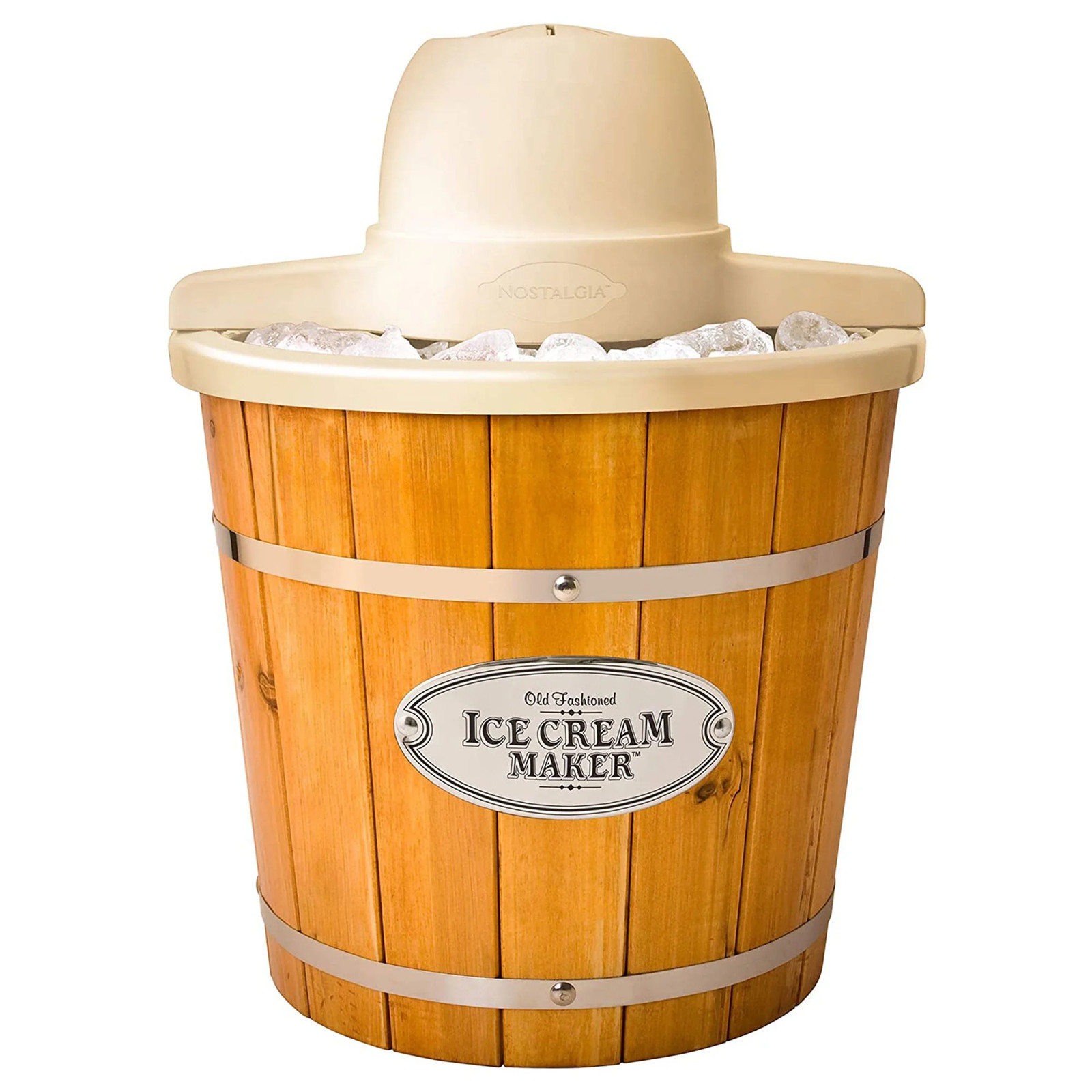 Vintage Collection Ice Cream Maker, 4 Qt, Aluminum/Plastic, Easy Clean Up, Brown
