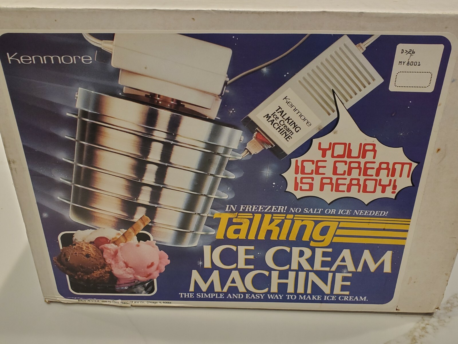Vintage Kenmore Sears Talking In Freezer Ice Cream Machine USA New Open Box