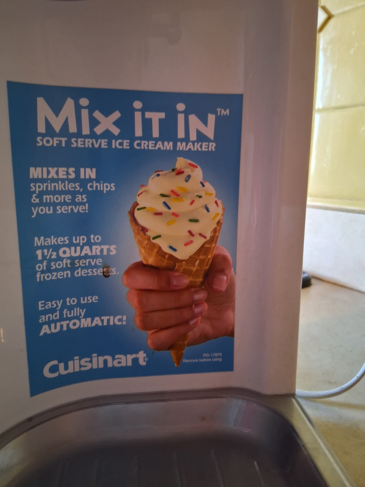 Cuisinart- 1.5 QT. MIX IT IN Soft Serve Ice Cream Maker. MODEL ICE-45.