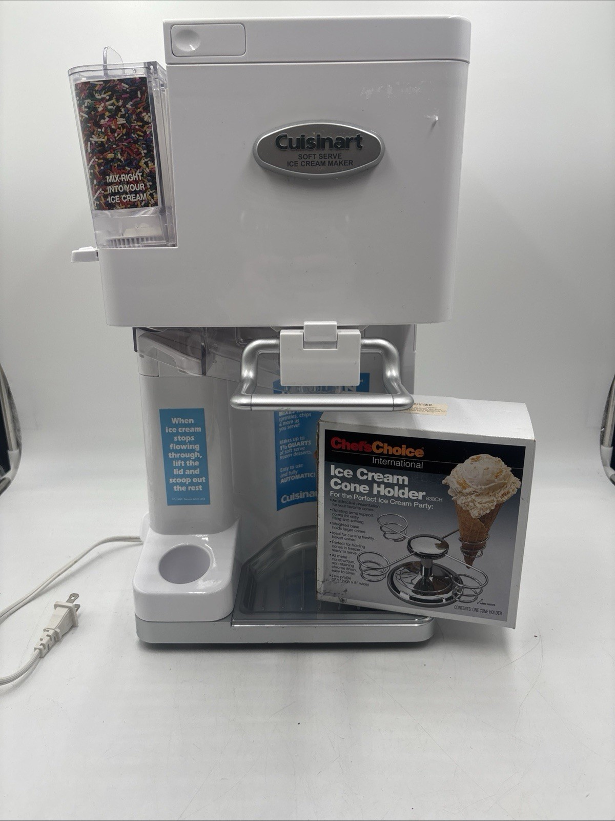 Cuisinart ICE-45 Mix It In Soft Serve 1.5 Quart Ice Cream Maker / Holder- NEW!