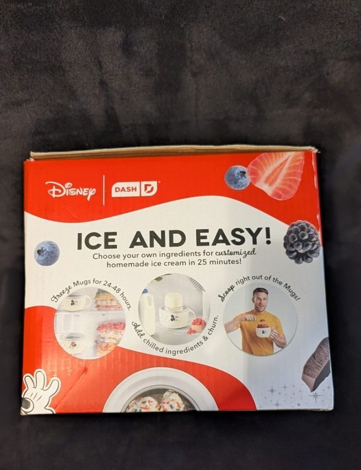 Dash Disney Mickey and Minnie Ice Cream Maker Mugs, New In Box. Date night Idea