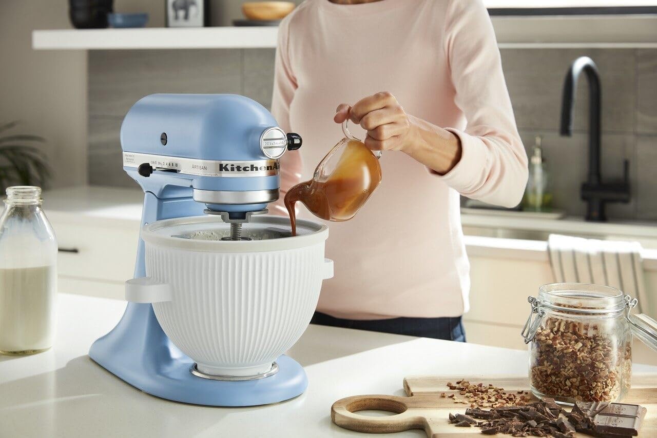 Ice Cream Maker Attachment Stand Mixer 2 Quart KSMICM White