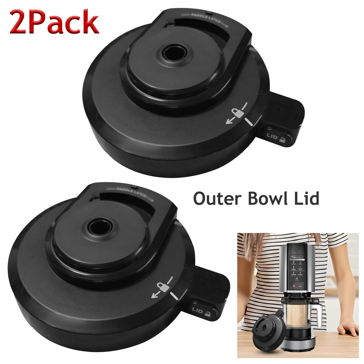 2X Outer Bowl Lid For Ninja Creami NC301 NC300 Ice Cream Maker Replacement Cover