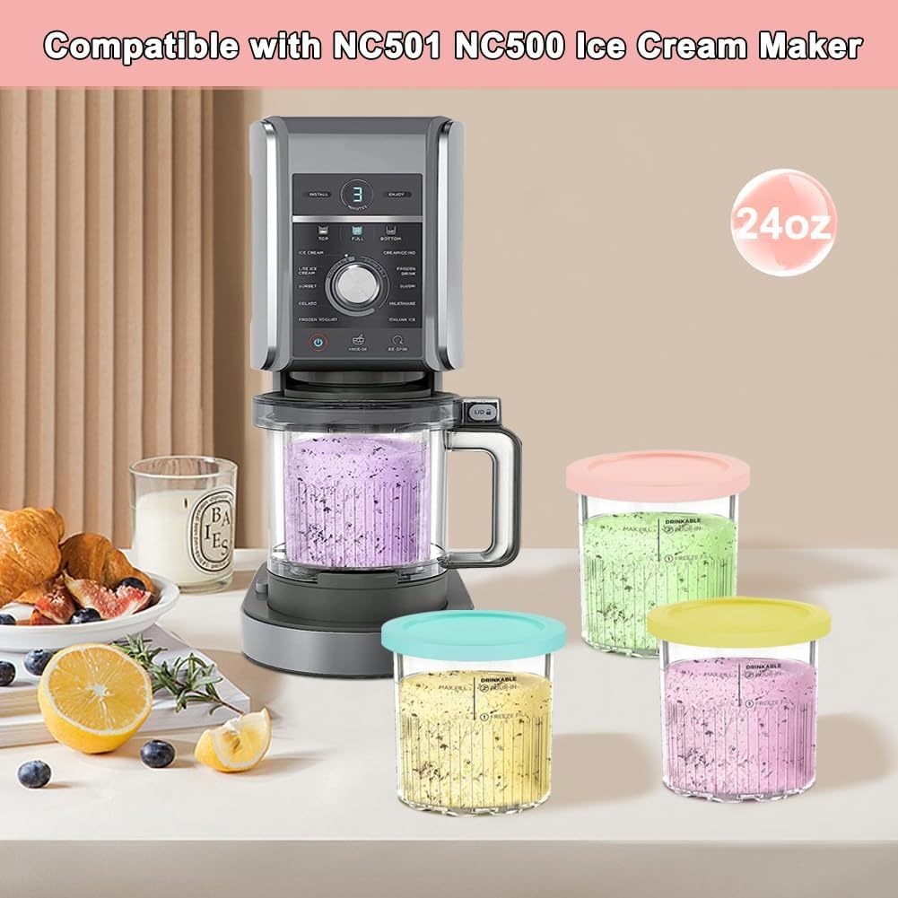 4X Ice Cream Container 800ml Storage Cup With Lids For Ninja Creami NC500 NC501