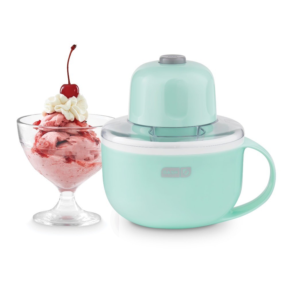 Ice Cream Maker Machine 0.5 Quart Capacity Compact 7x6x7 Inches Aqua Color