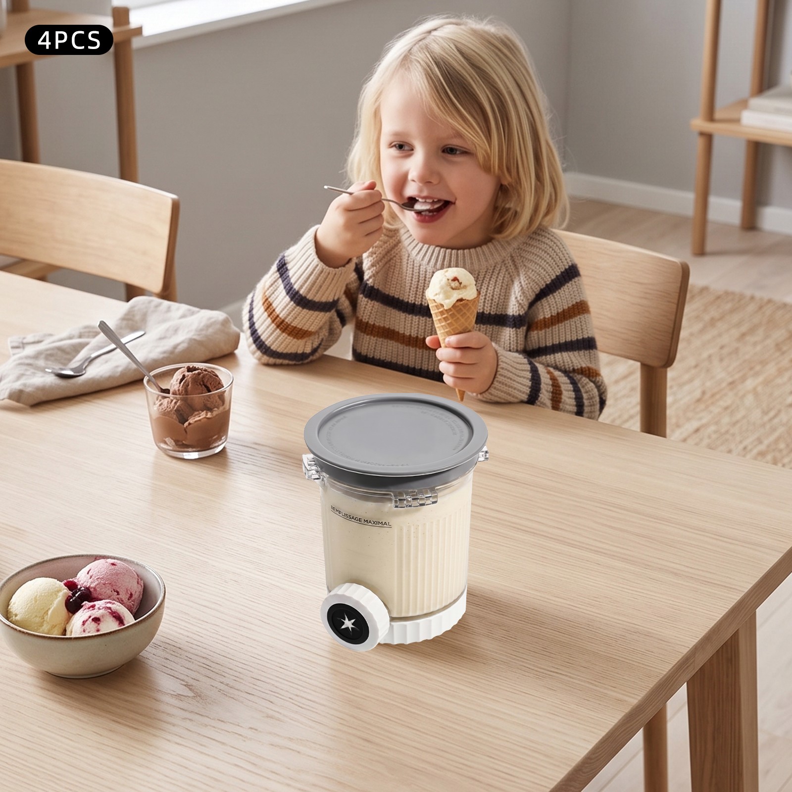 4 Pack 16oz Creami Pint ContainersCompatible Ninja NC700 NC701 Ice Cream Maker