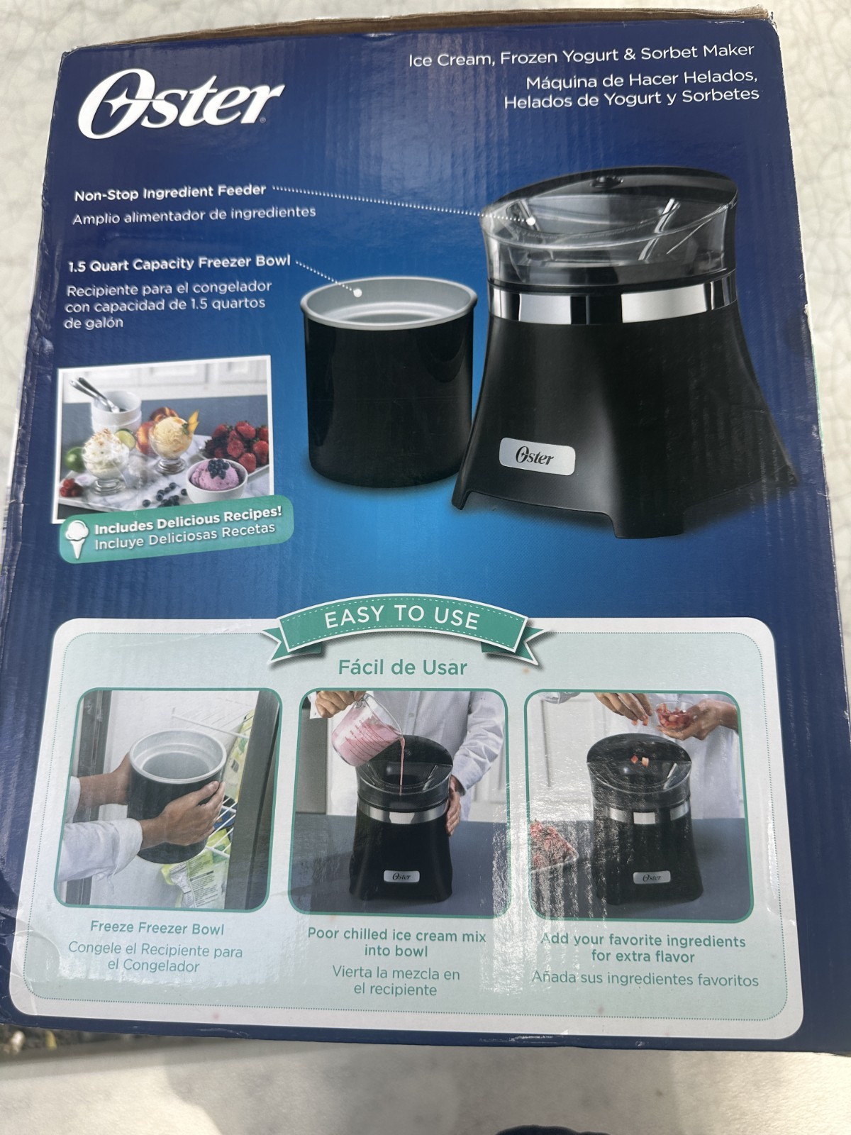 Oster Ice Cream, Frozen Yogurt, & Sorbet Maker Solid Black Kitchen Gadget