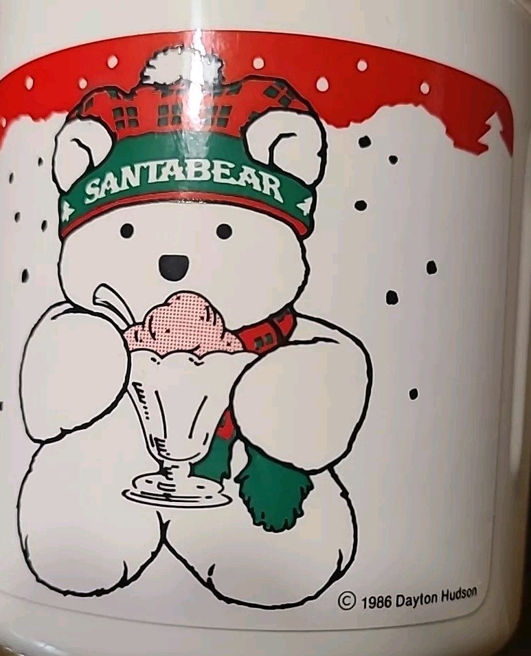 Donvier Manual Hand Crank Ice Cream Maker Half-Pint Santa Bear Red 1987, Vintage