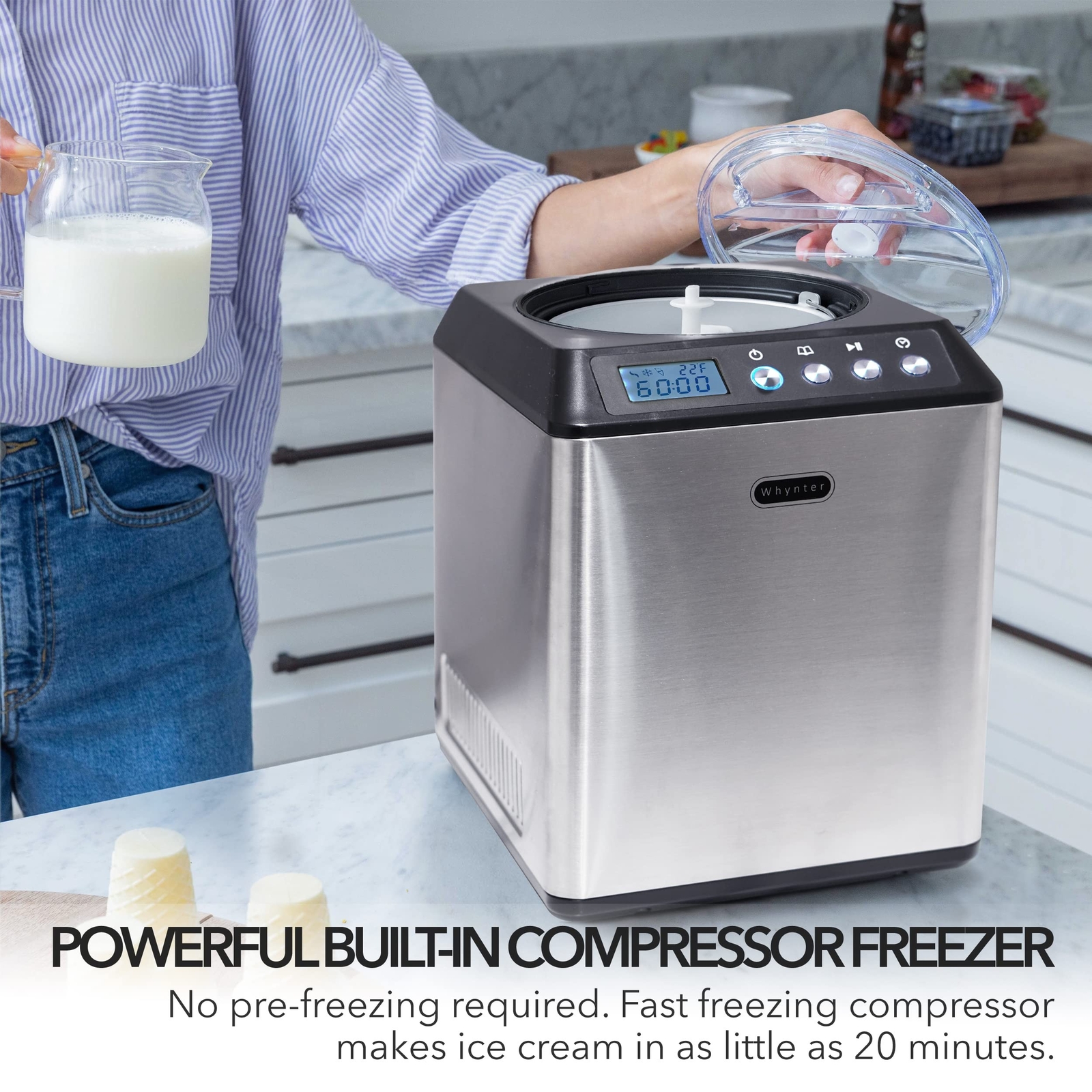 Whynter ICM-201SB 2.1 Quart Capacity Upright Automatic Compressor Ice Cream M…