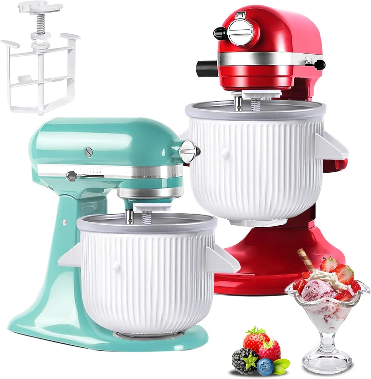 Ice Cream Maker Attachment for Kitchenaid Stand Mixer, Compatible with 4.5/5QT &