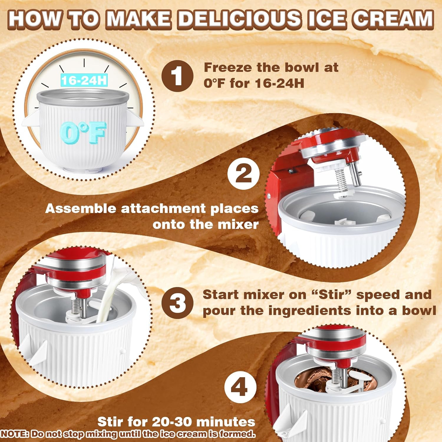 Ice Cream Maker Attachment for Kitchenaid Stand Mixer, Compatible with Kitchenai