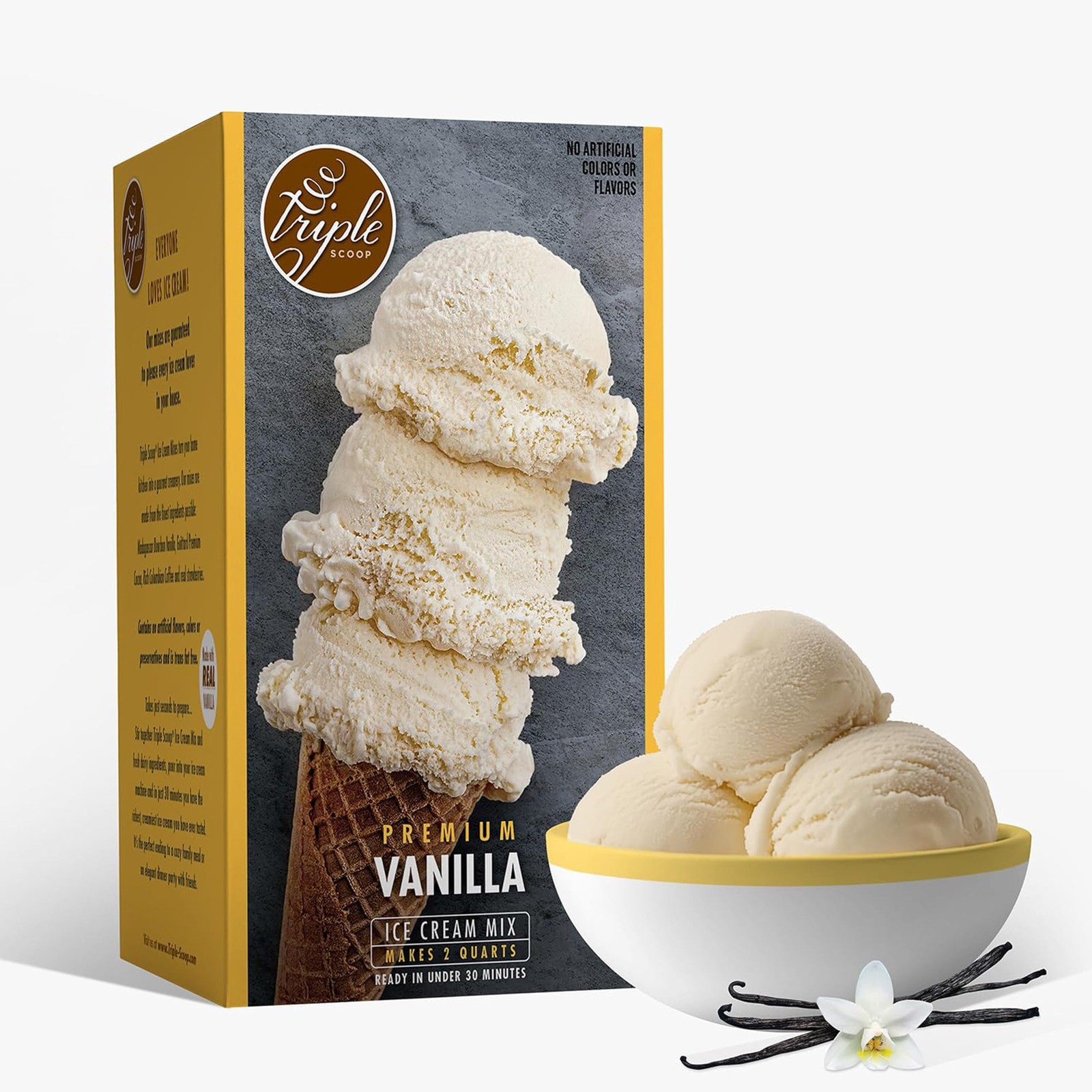 Triple Scoop – Premium Vanilla Ice Cream Mix For Maker. 1 Pack