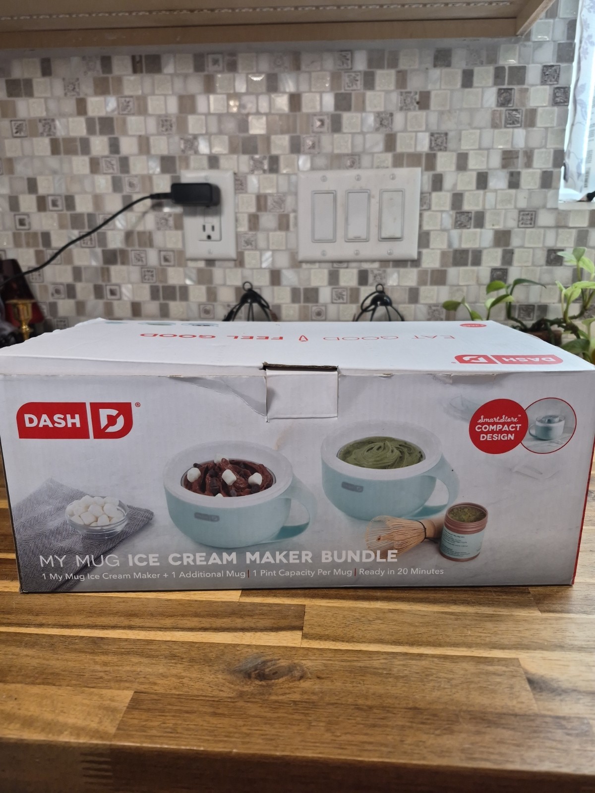 Ice Cream Maker Dash My Mug Electric Ice Cream Machine 2 Mug Set Aqua NEW