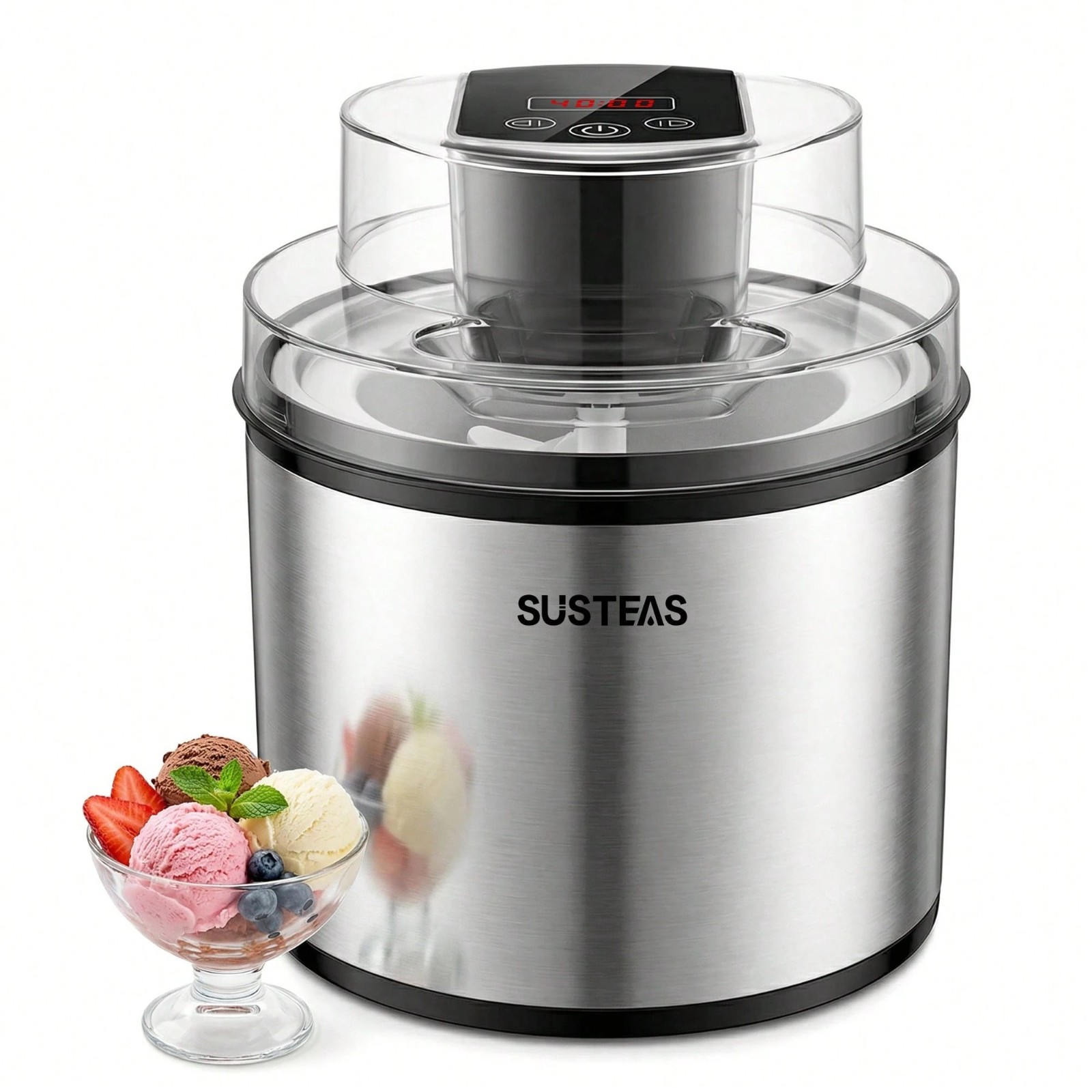 2L Electric Ice Cream Maker Machine 430 Stainless Steel DIY Dessert Silver