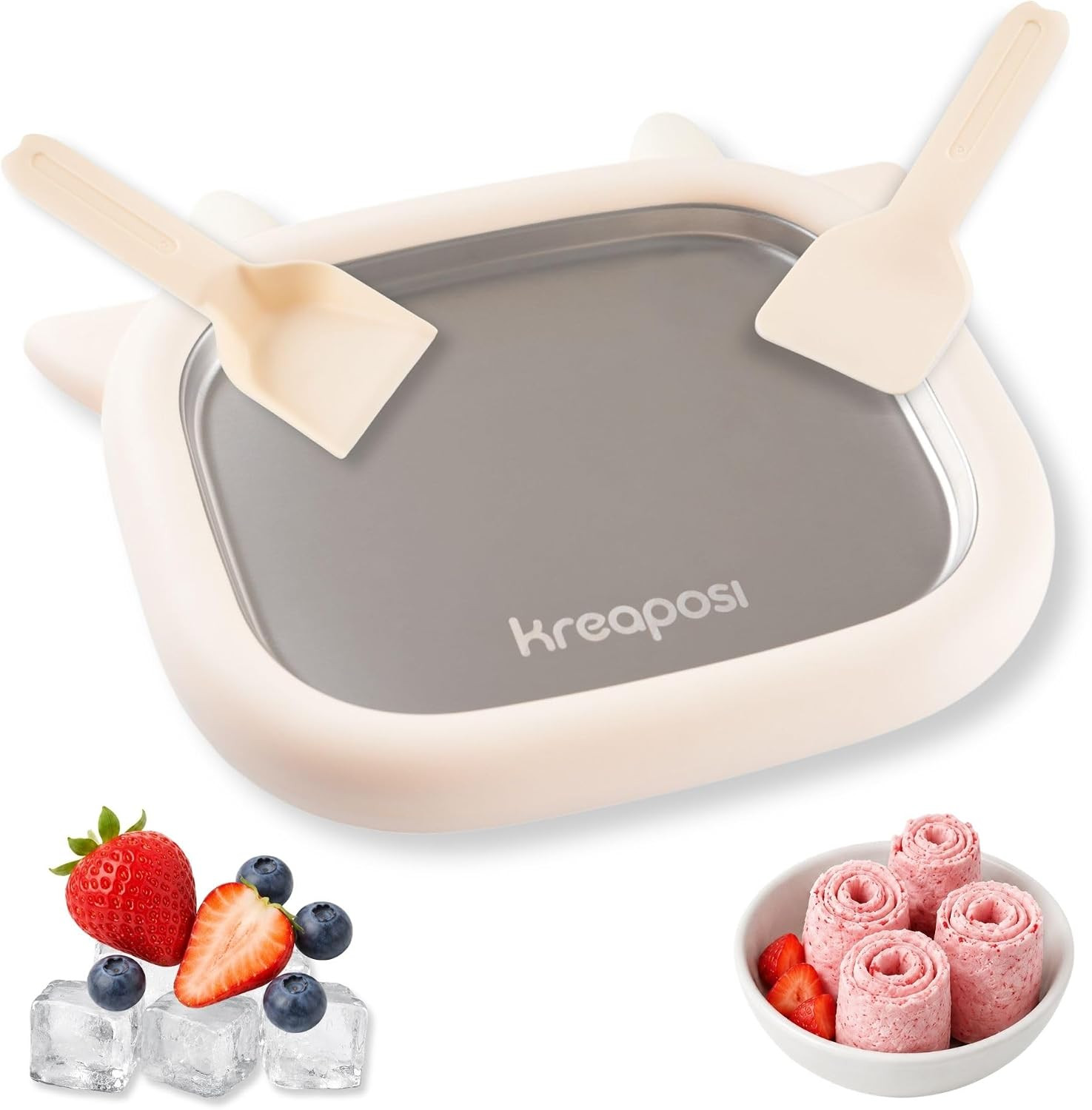 Rolled Ice Cream Maker Bear Shaped Instant Freeze Tray with 304 Stainless Steel