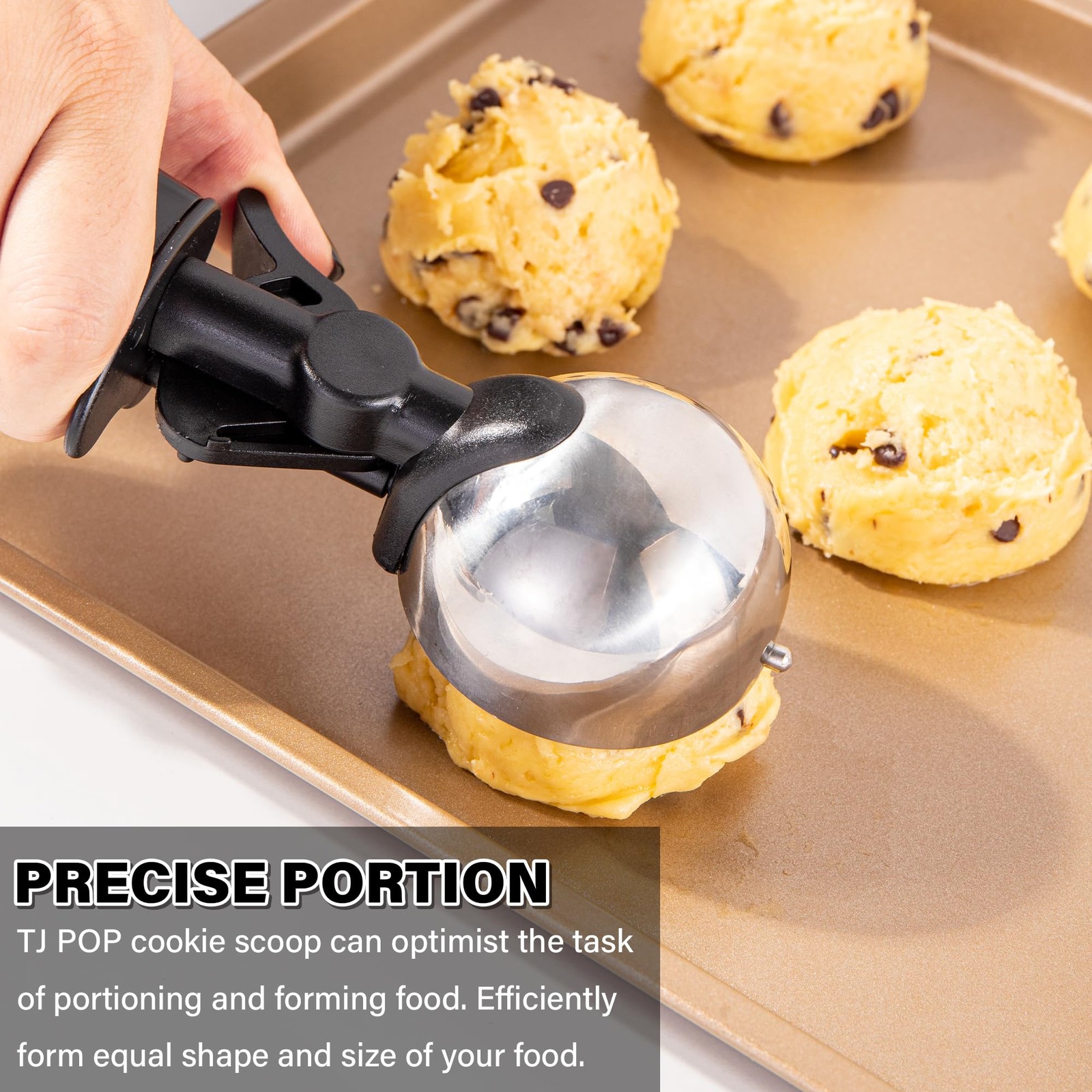 3.5 Tbsp Cookie Scoop, Ice Cream Scoop with Thumb tbsp (55 mm), Black