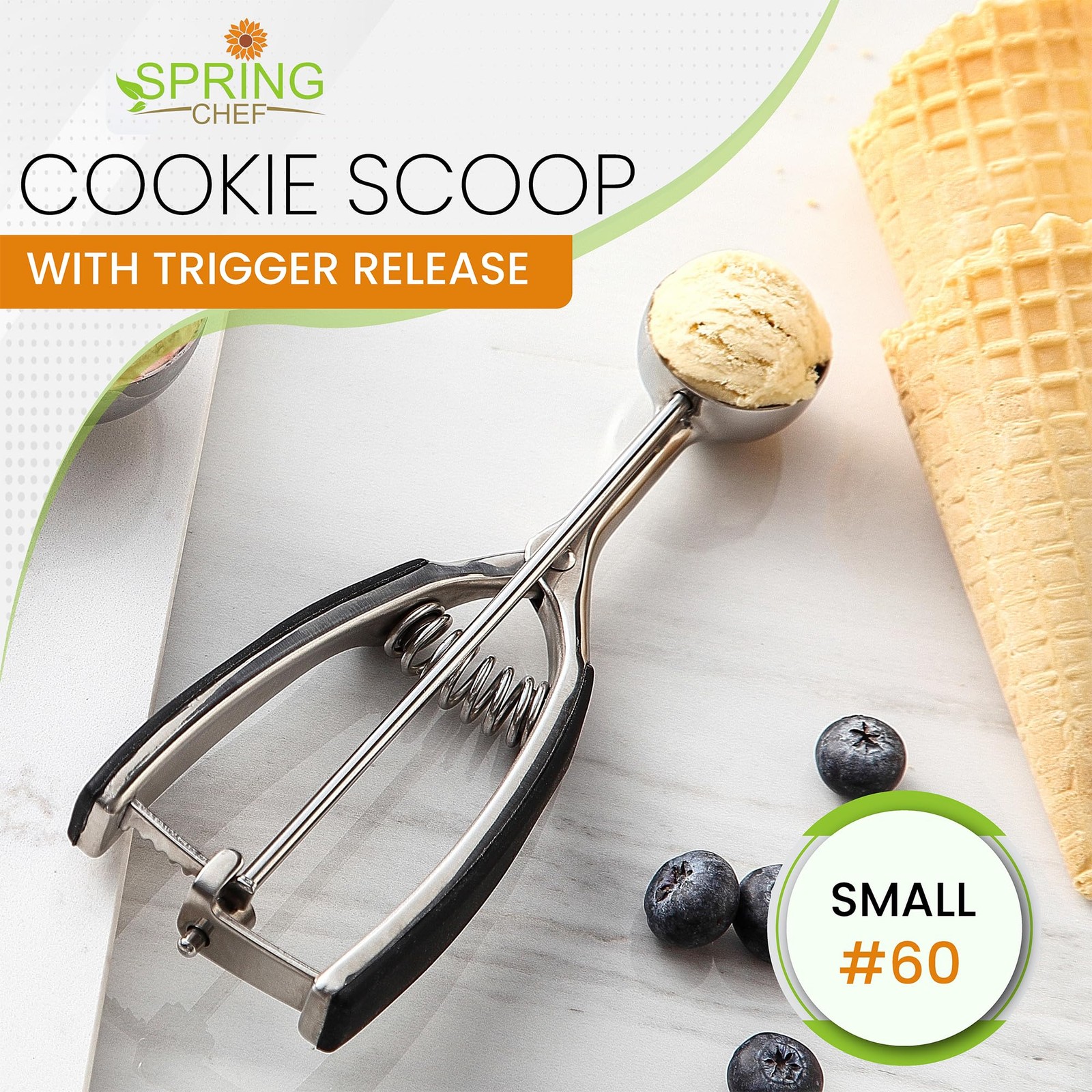 Spring Chef Small 1 Tablespoon Stainless Steel #60 – – 1 Tbsp, Black