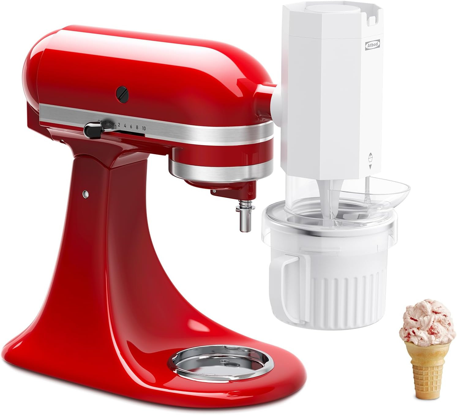 2 in 1 Ice Cream Maker and Shaved Ice Attachment for Kitchenaid Stand Mixers, 2