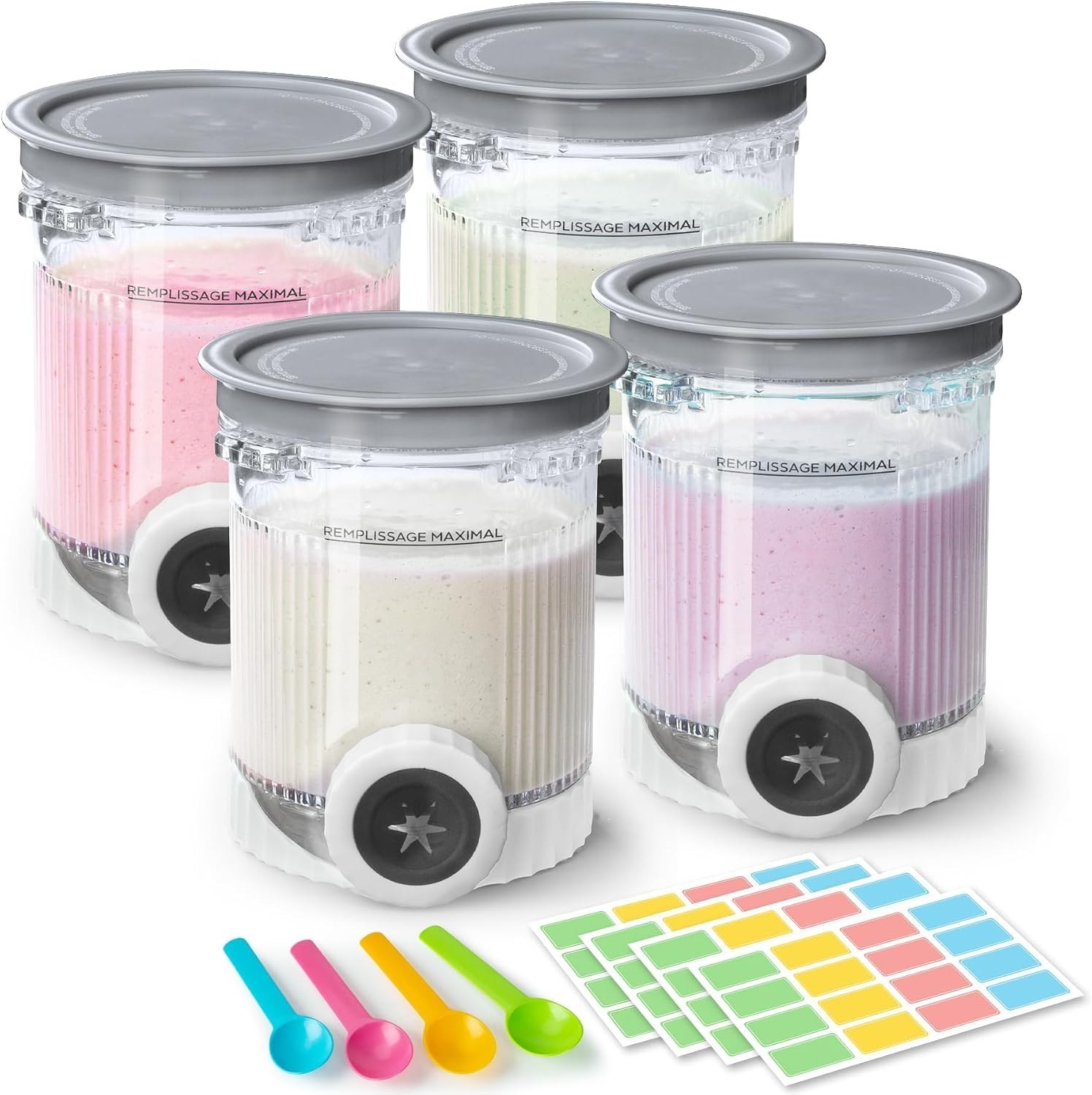 4 Pack Creami Swirl Pints & Lids for Ninja, Compatible with NC700 Series Ninja S