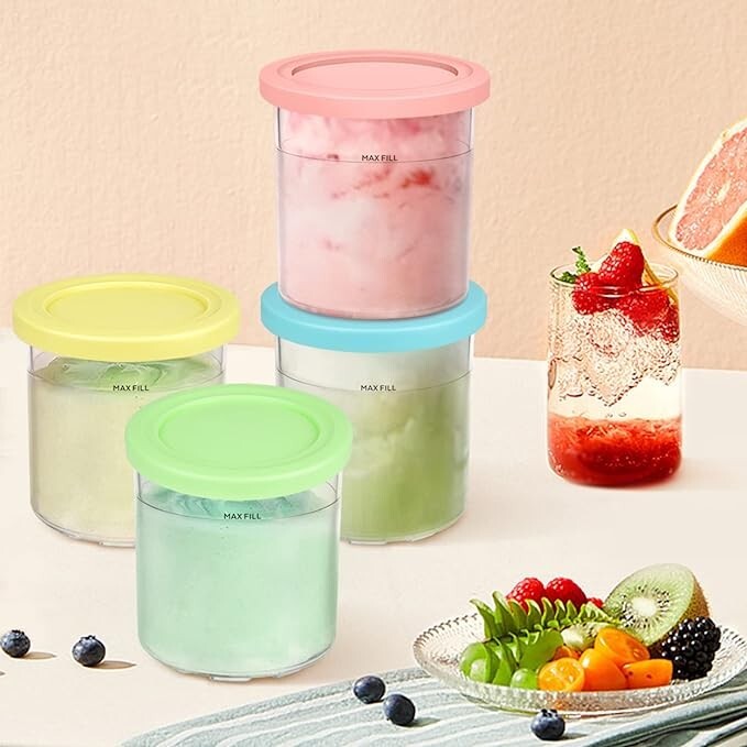 16 onzas. Contenedores | Pintas y tapas de repuesto adicionales compatible.neuvo