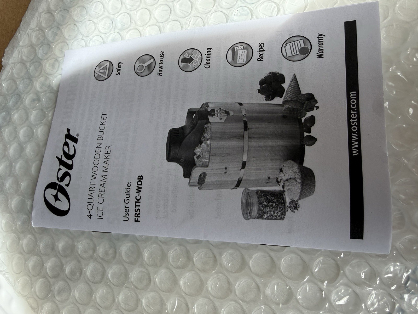 Oster Ice Cream Maker 4 Qt Wooden Bucket Electric NEW Open Box Complete