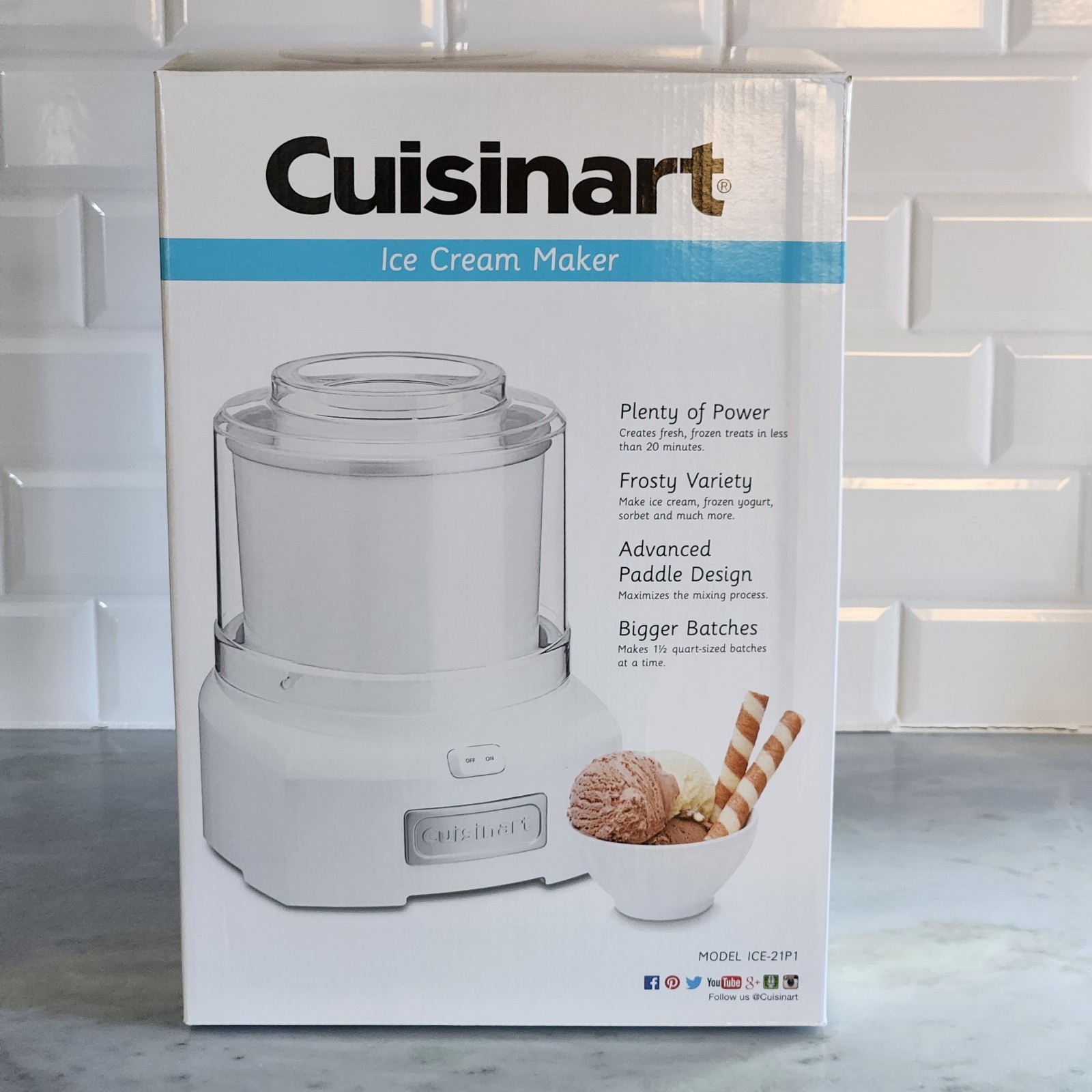 Cuisinart Ice Cream Maker 1.5 Quart Double Insulated Sorbet Frozen Yogurt Drinks