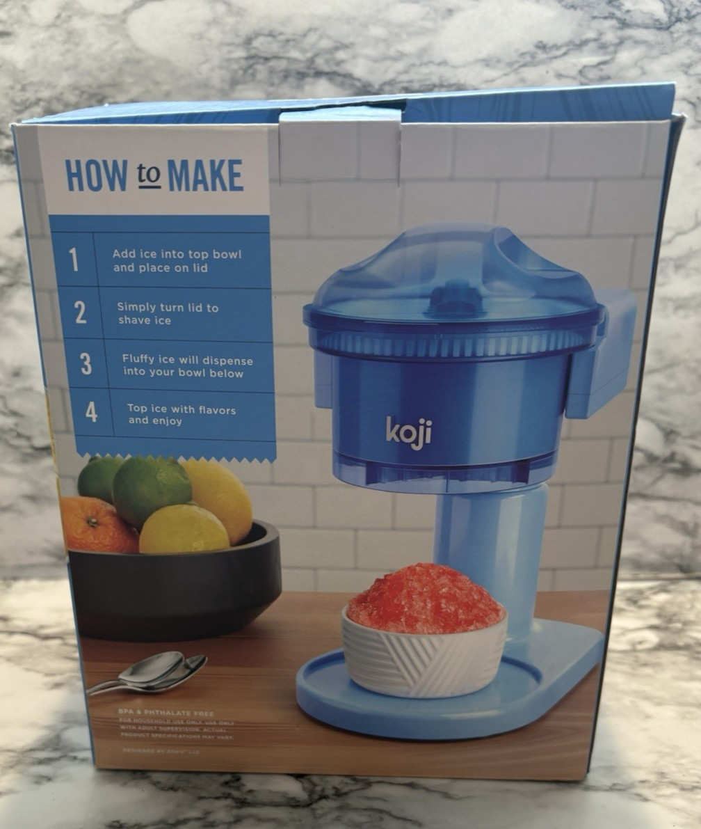 Koji Ice Shaver Blue Snow Cone Maker NEW in Original Box