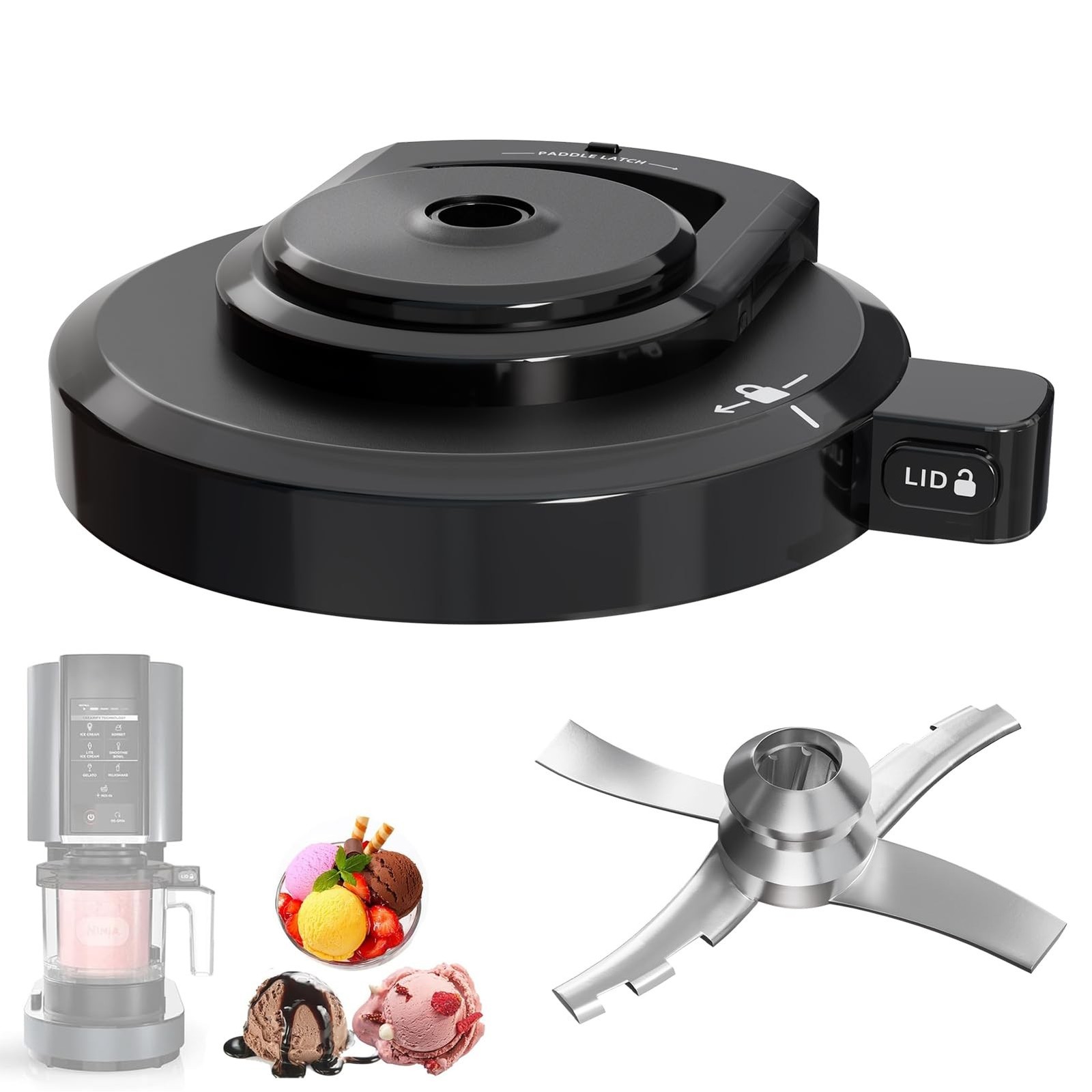MTGSTOCL Outer Bowl Lid Paddle Ninja NC301 Ice Cream Maker, Reusable Creami Lid